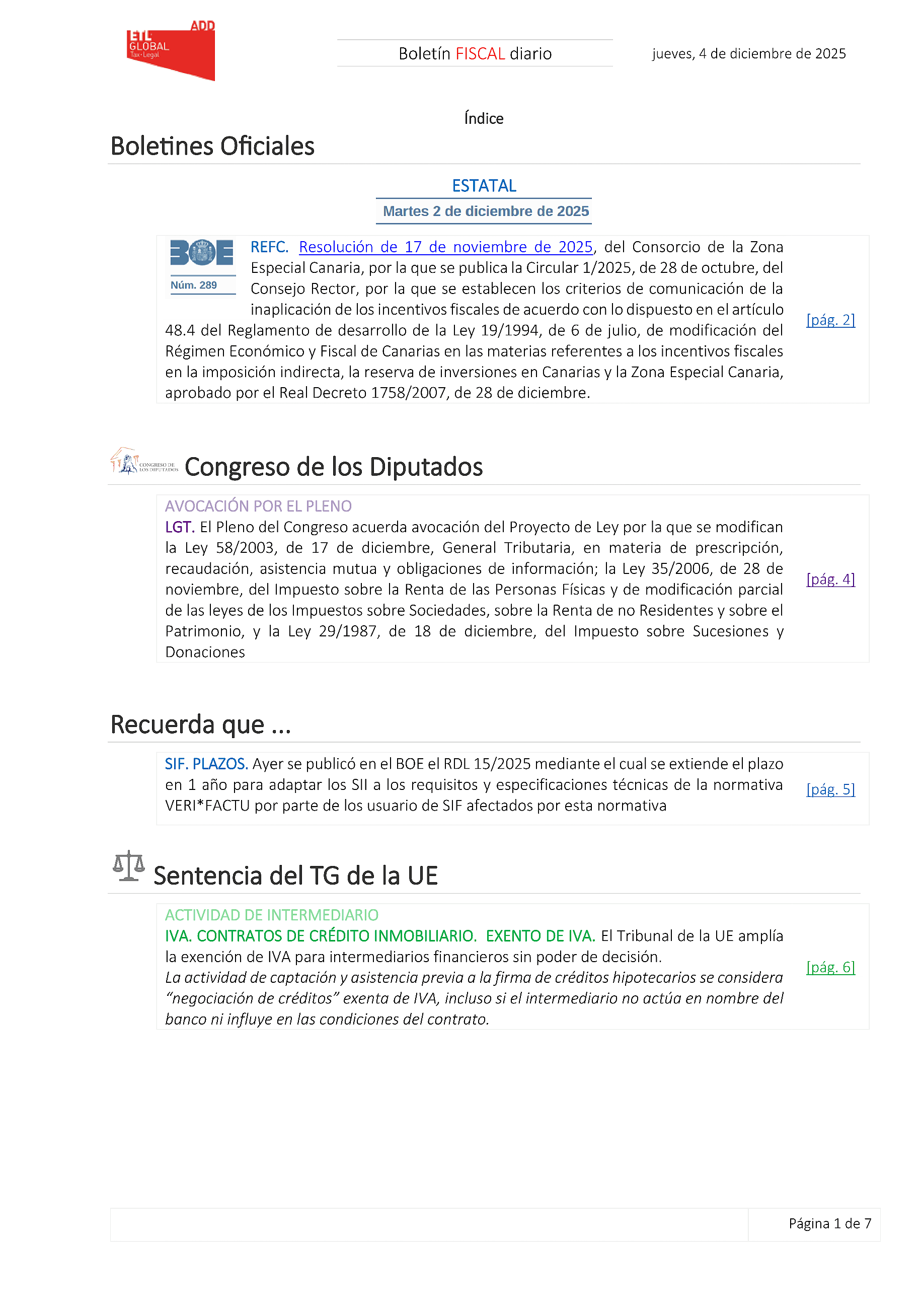 Boletín fiscal 04/12/2025