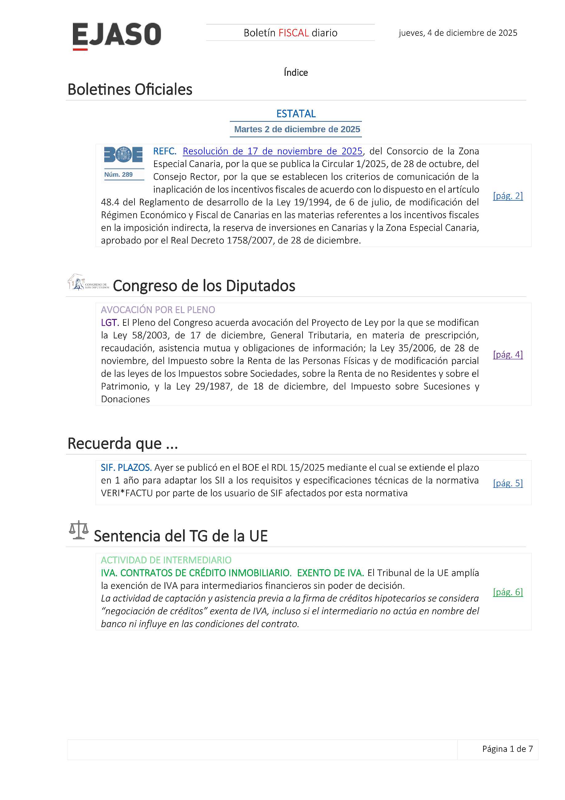 Boletín fiscal 04/12/2025