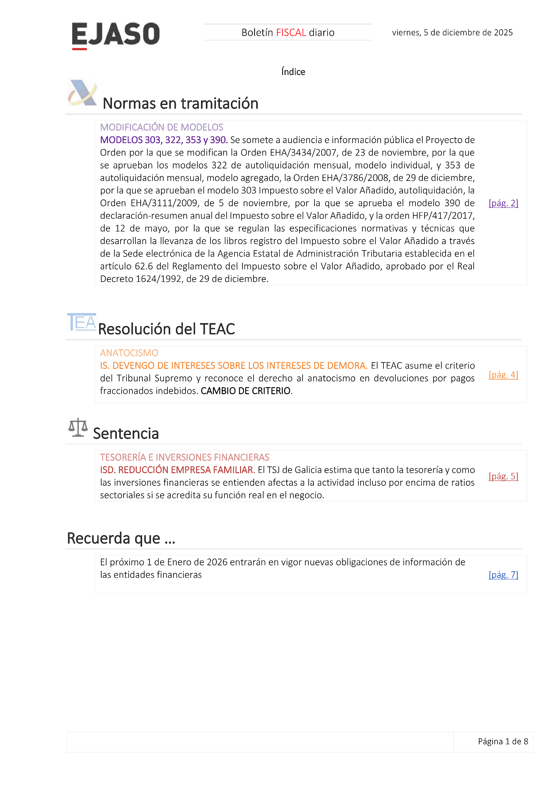 Boletín fiscal 05/12/2025