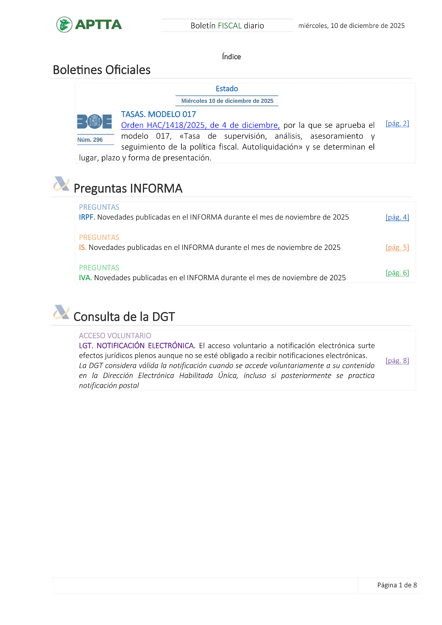 Boletín fiscal 10/12/2025