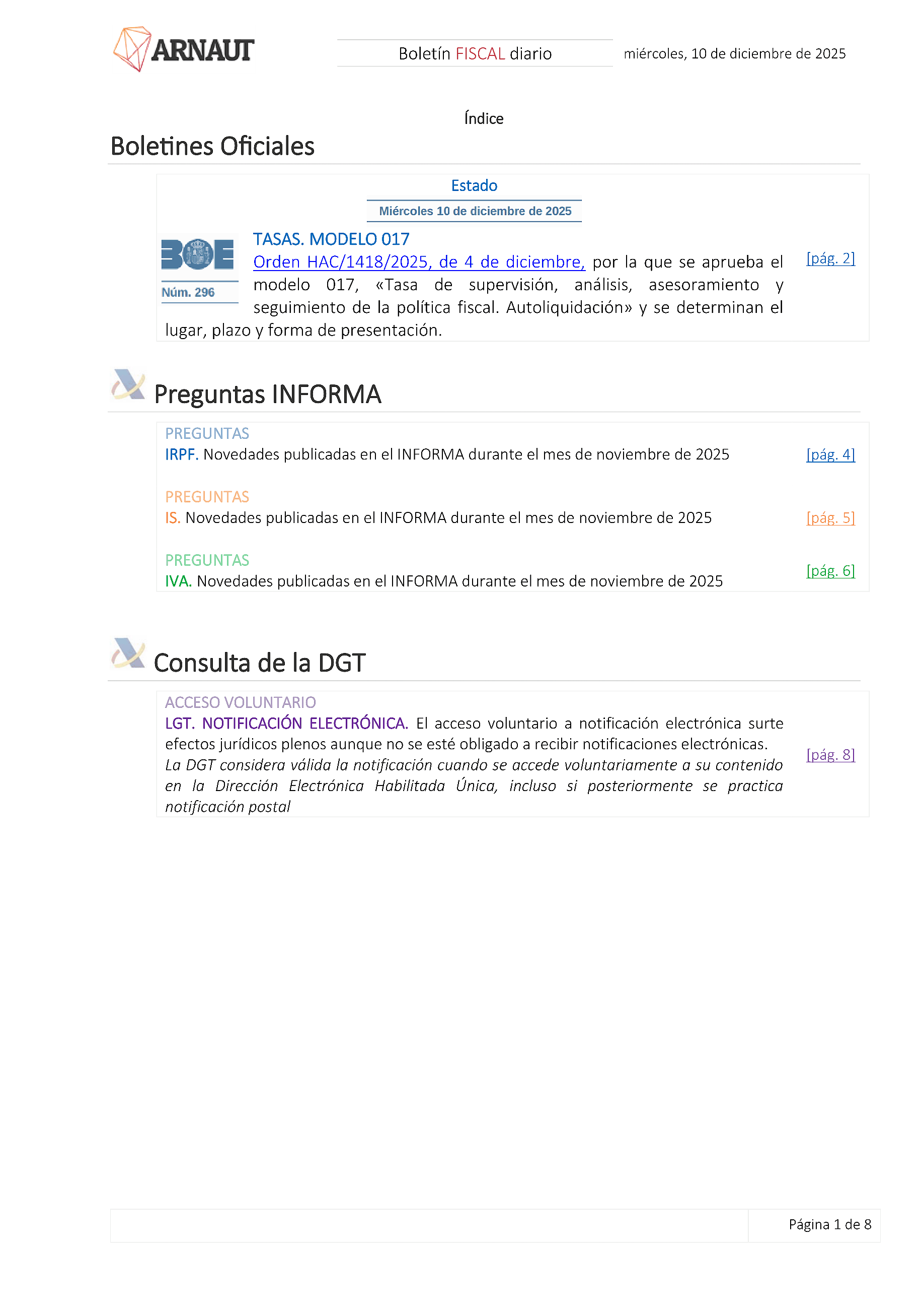 Boletín fiscal 10/12/2025
