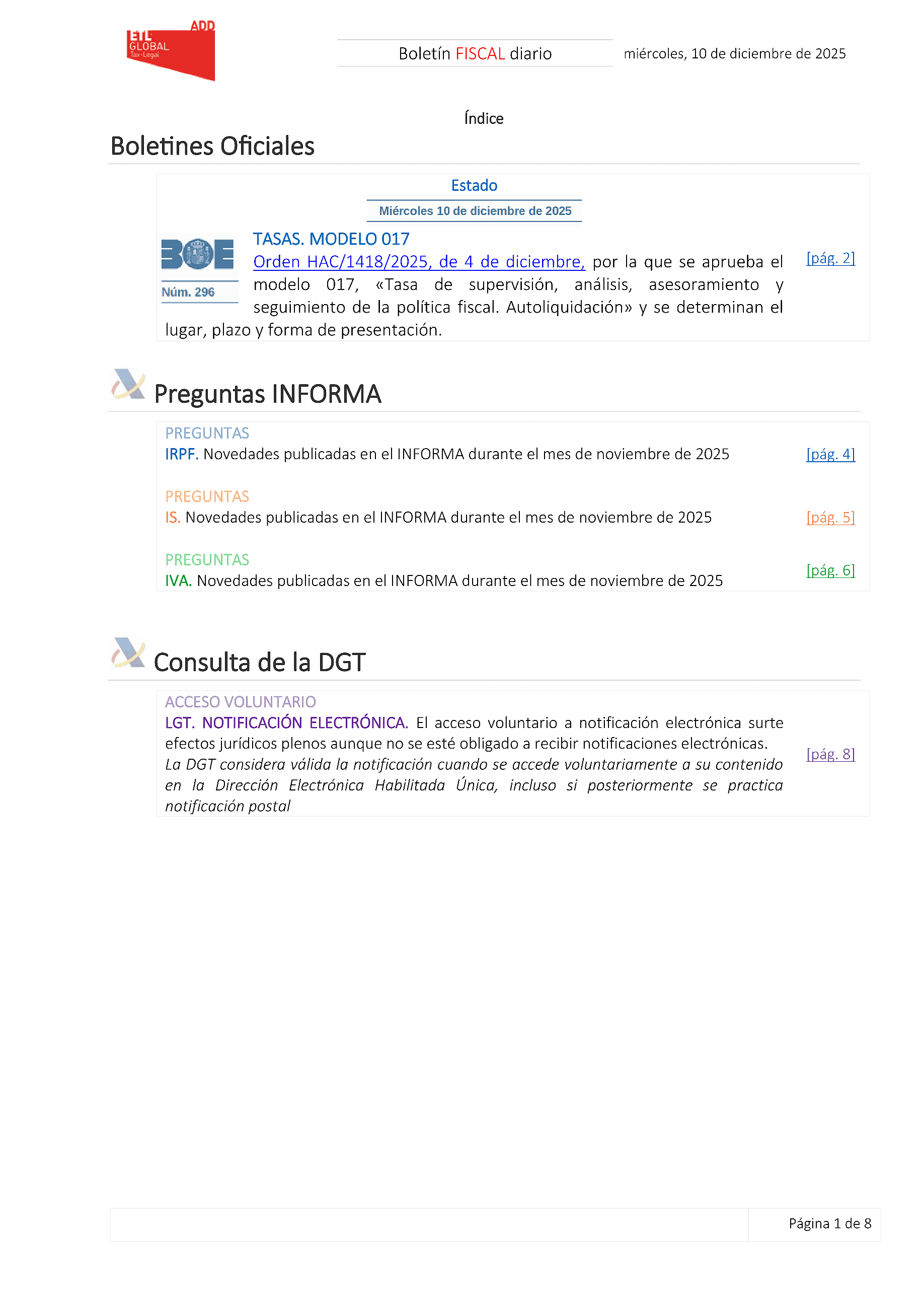 Boletín fiscal 10/12/2025