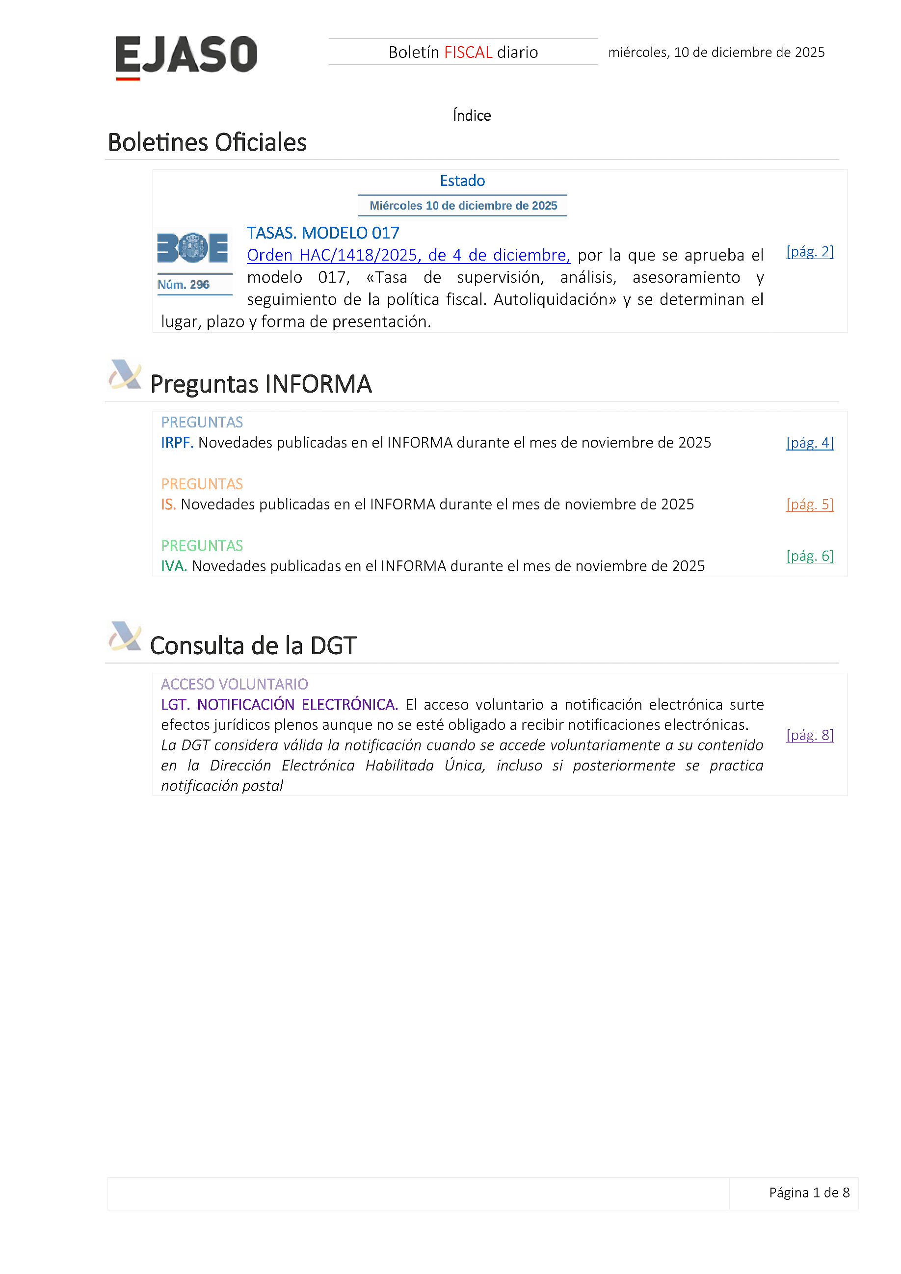 Boletín fiscal 10/12/2025