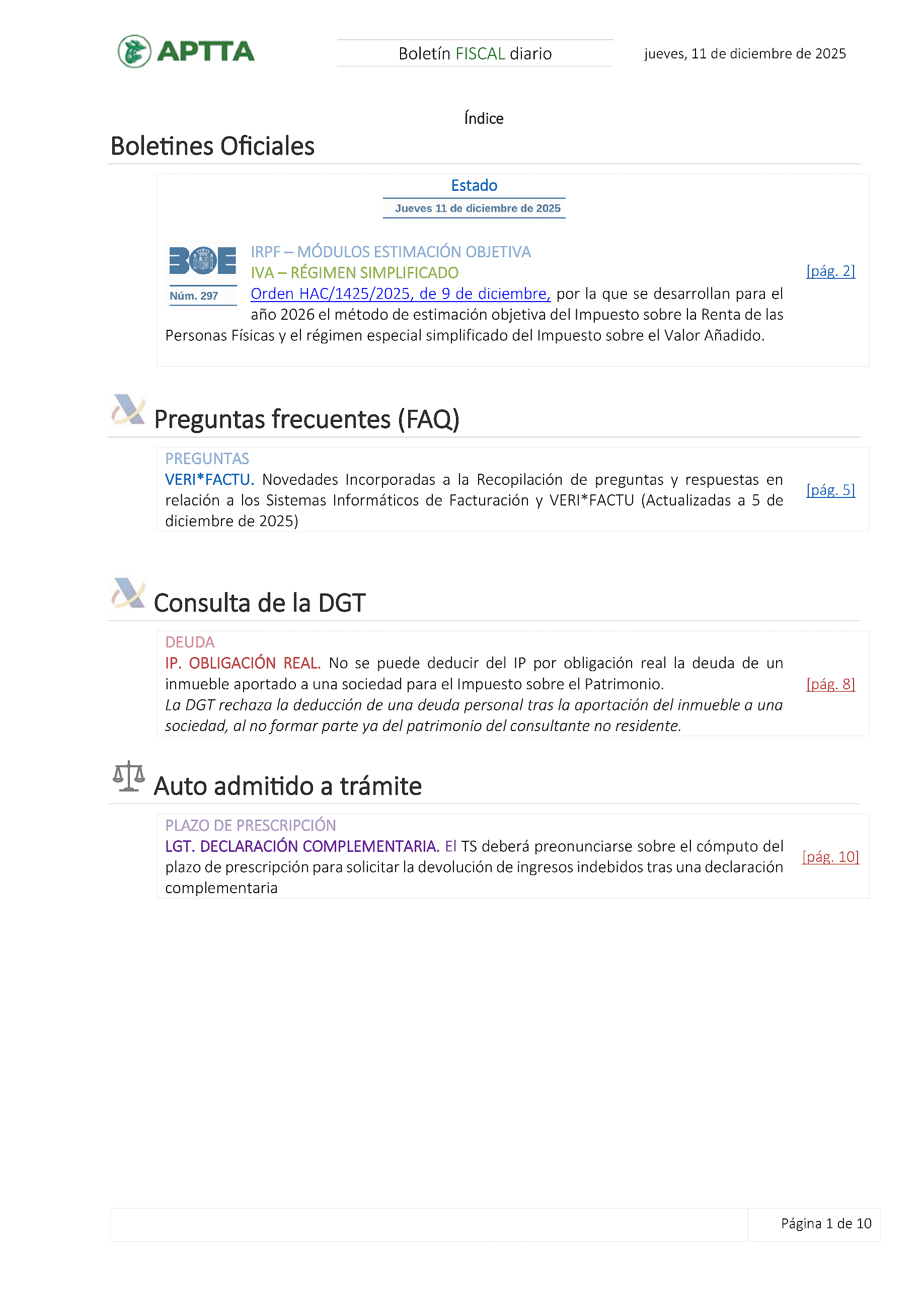 Boletín fiscal 11/12/2025