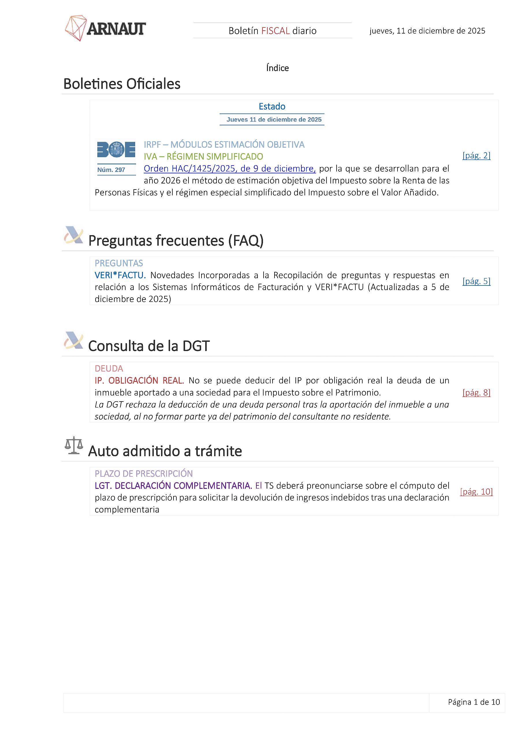 Boletín fiscal 11/12/2025