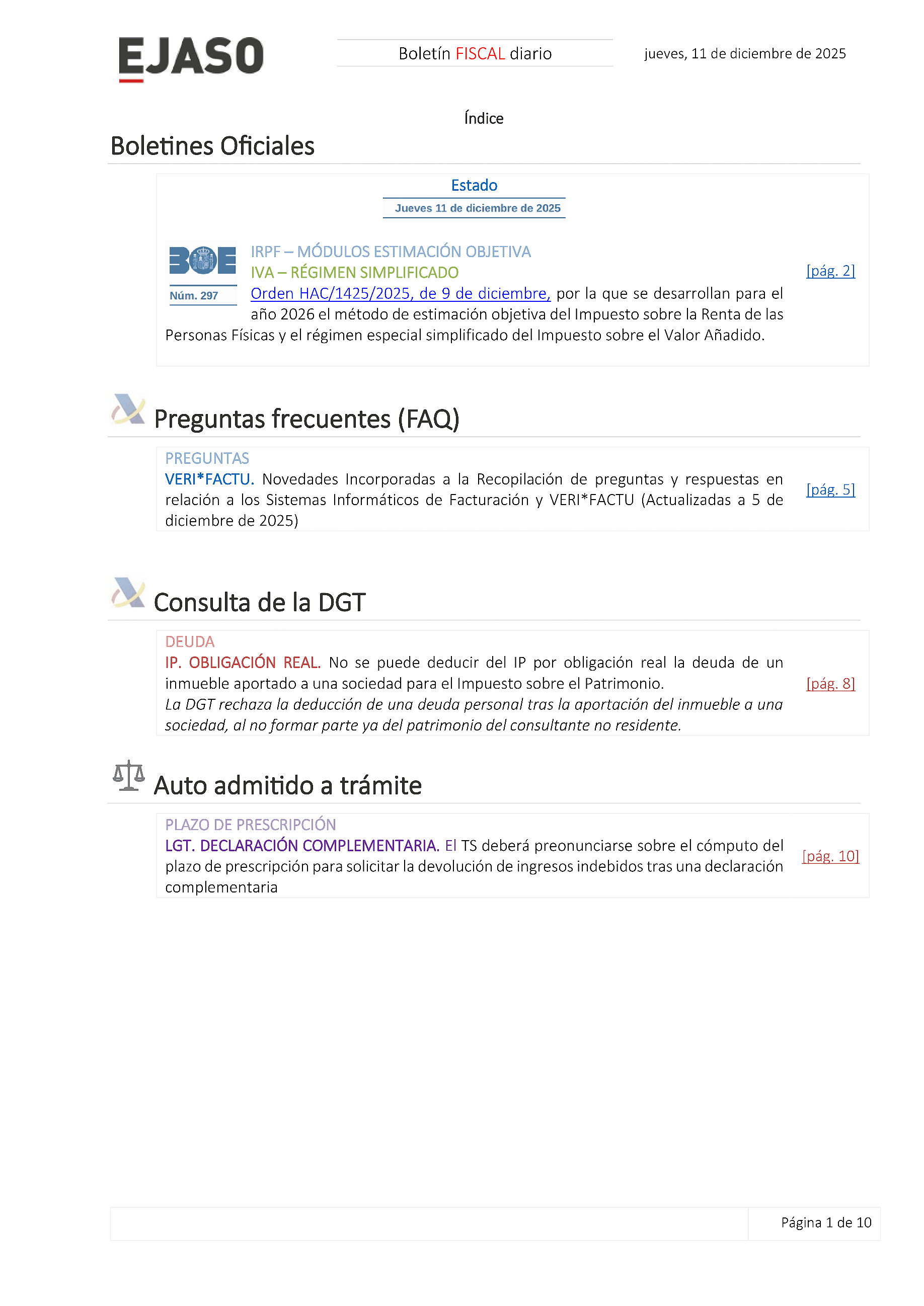 Boletín fiscal 11/12/2025