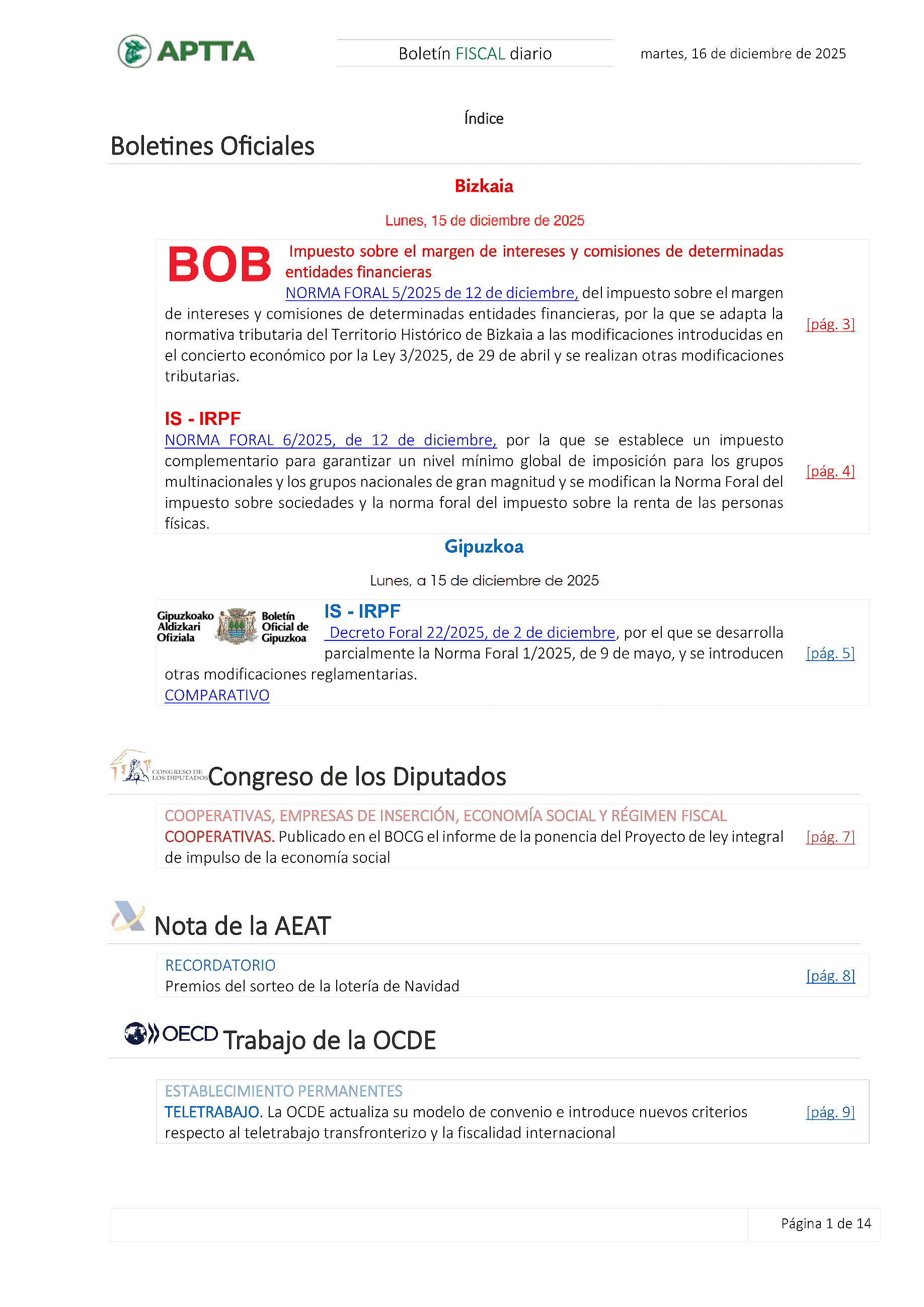Boletín fiscal 16/12/2025