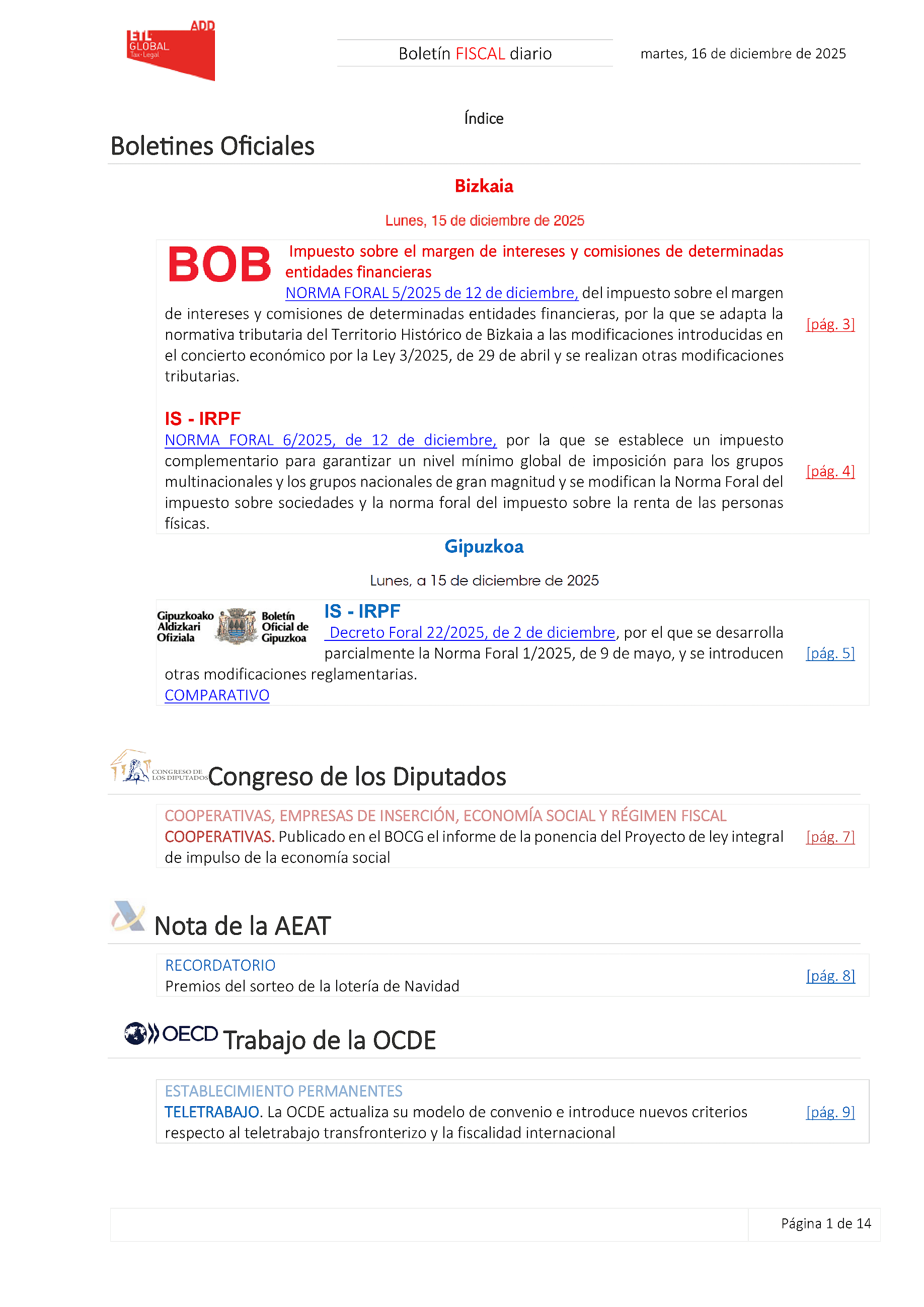 Boletín fiscal 16/12/2025