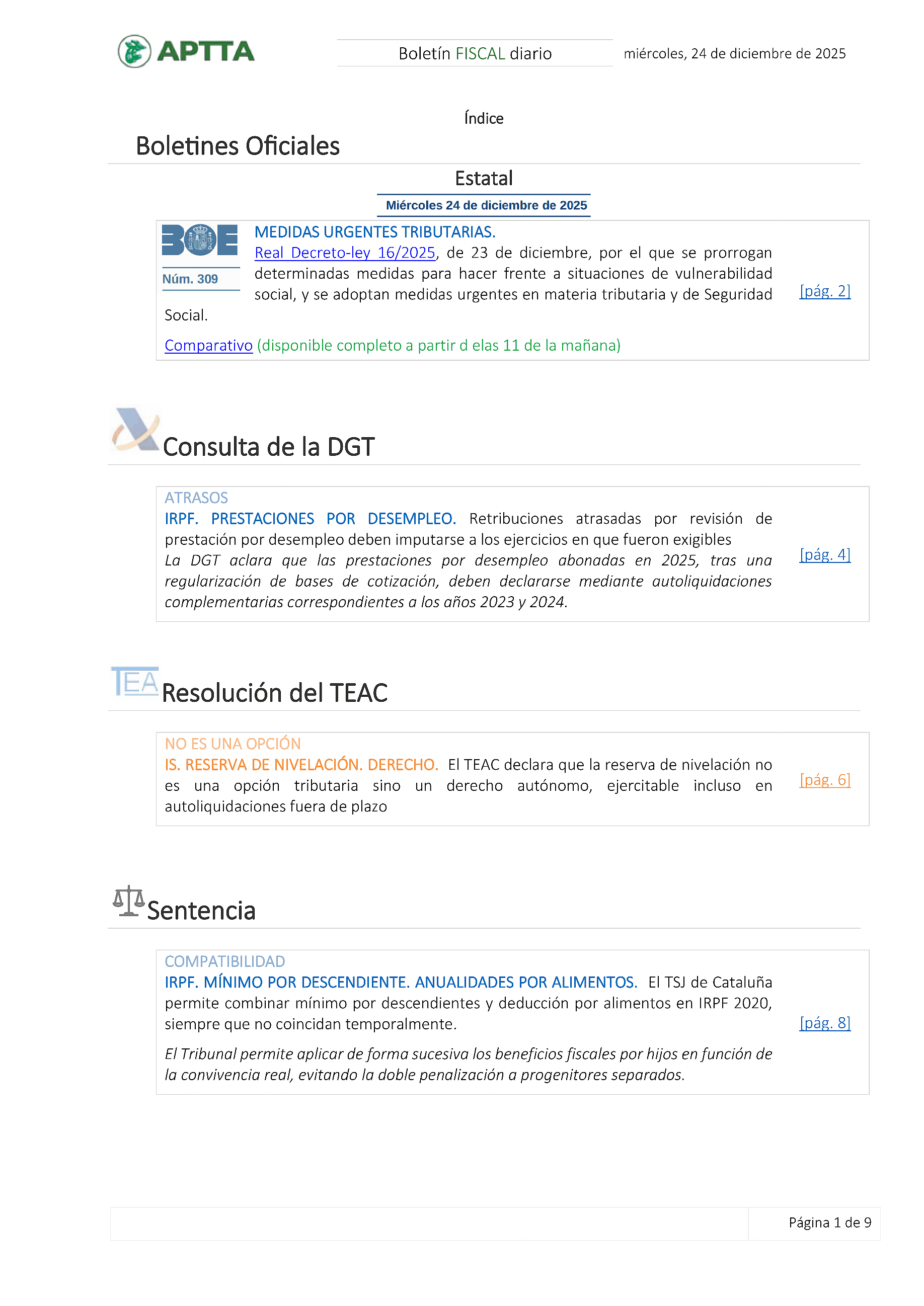Boletín fiscal 24/12/2025