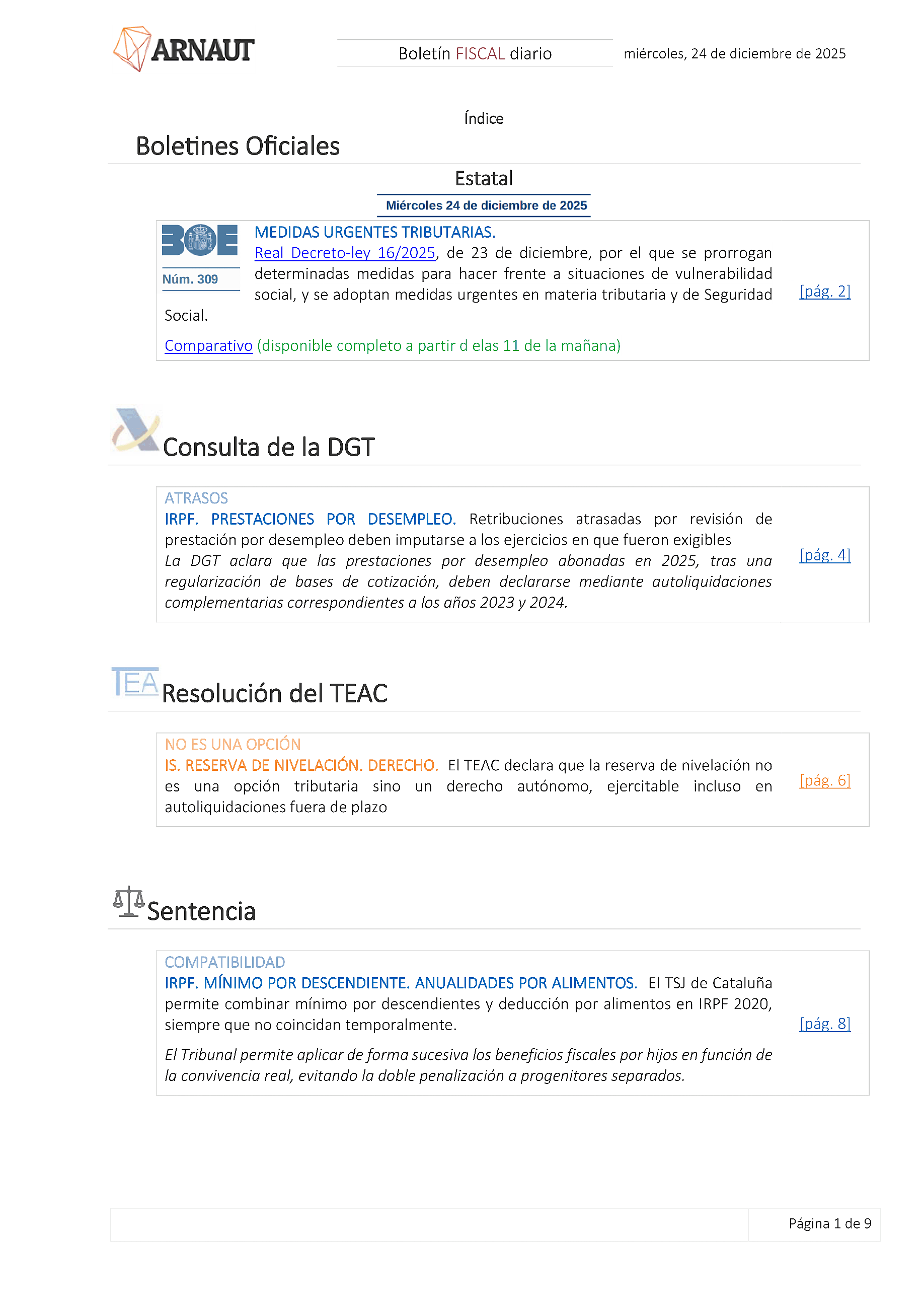 Boletín fiscal 24/12/2025