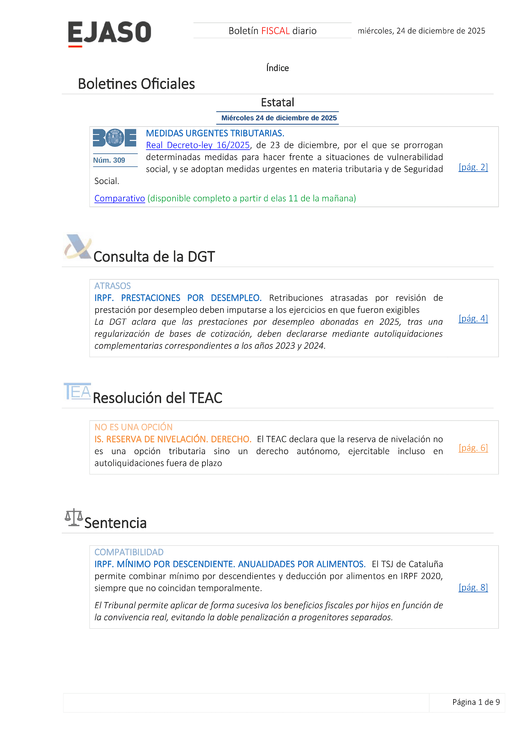 Boletín fiscal 24/12/2025