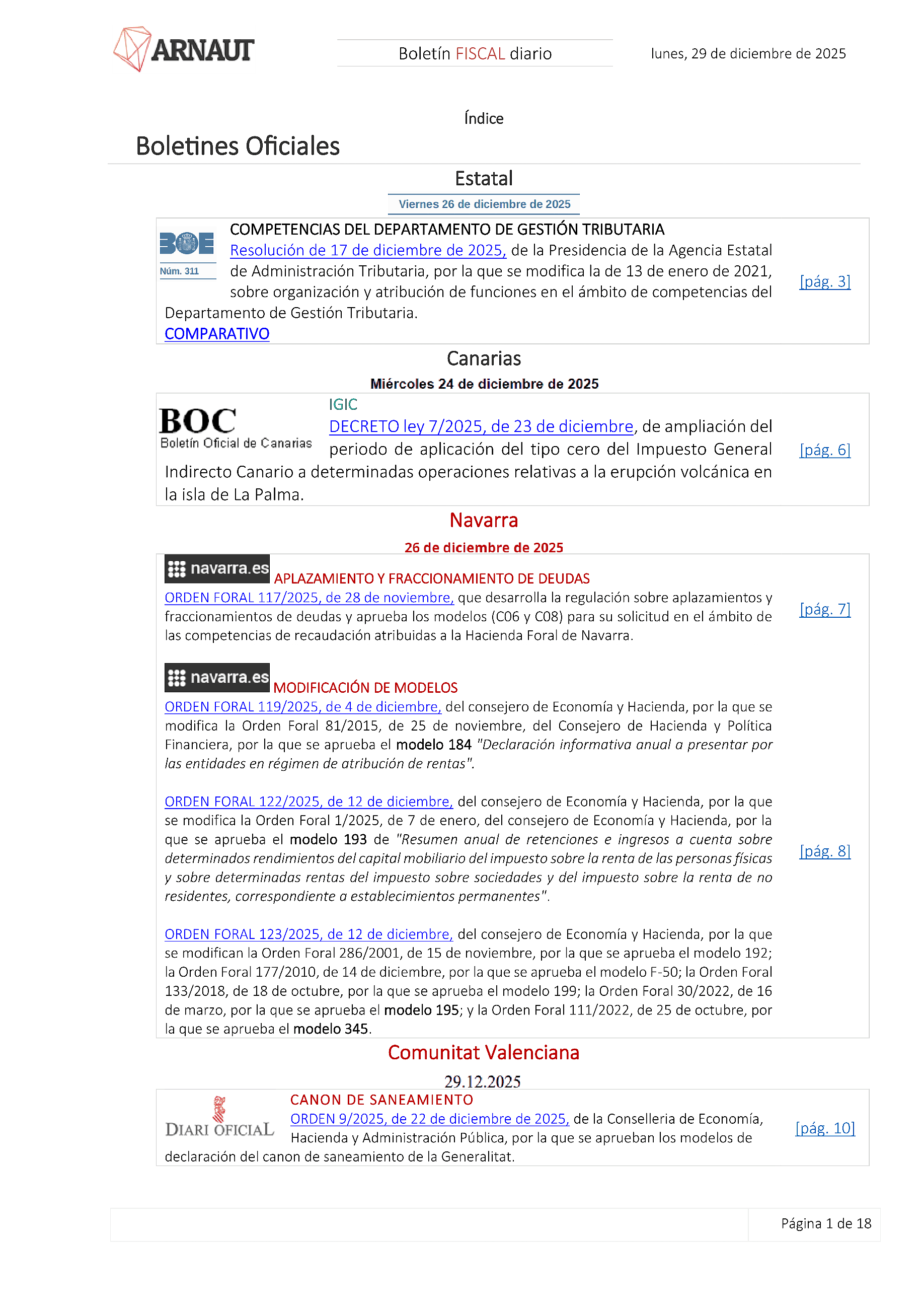 Boletín fiscal 29/12/2025