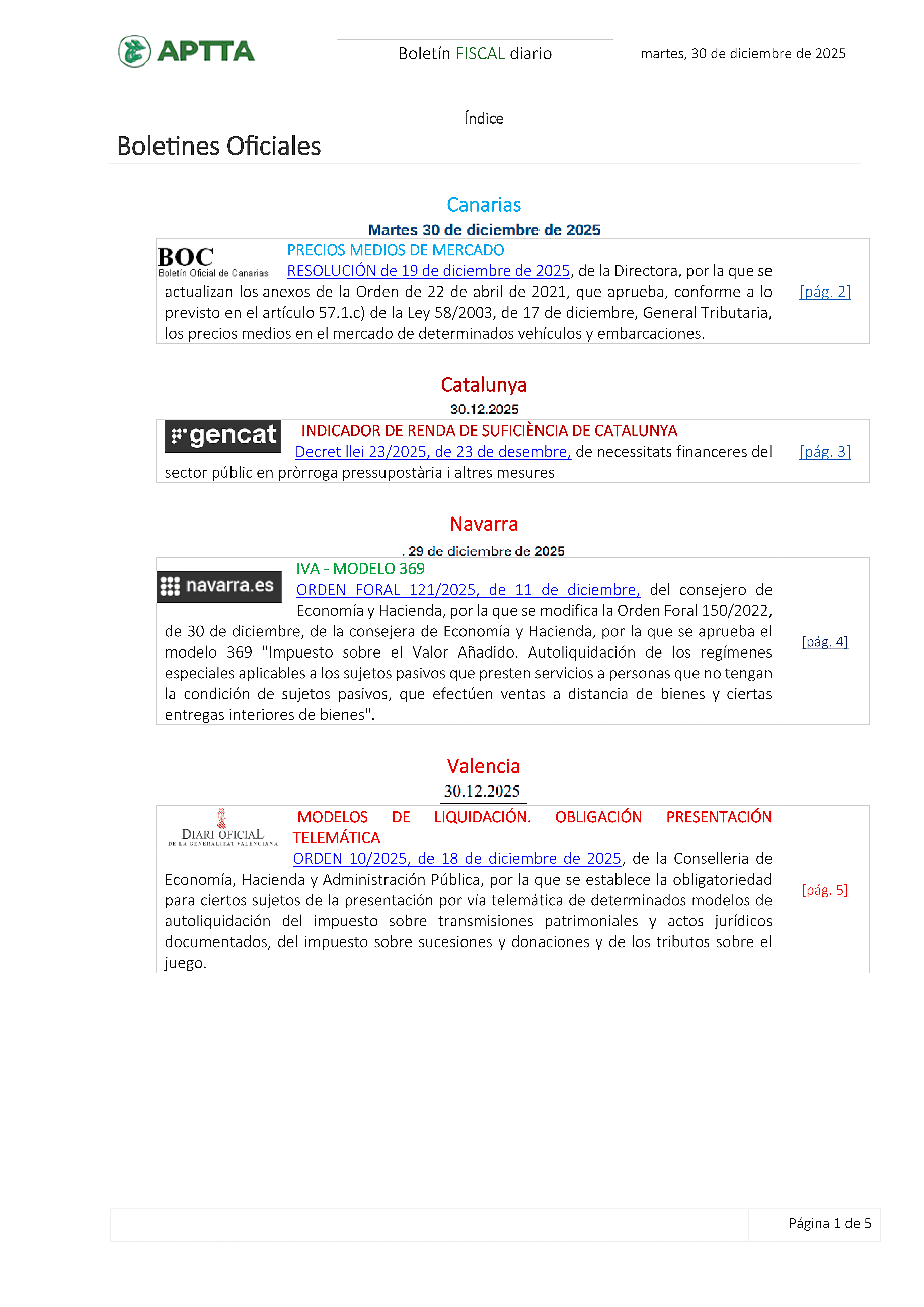 Boletín fiscal 30/12/2025