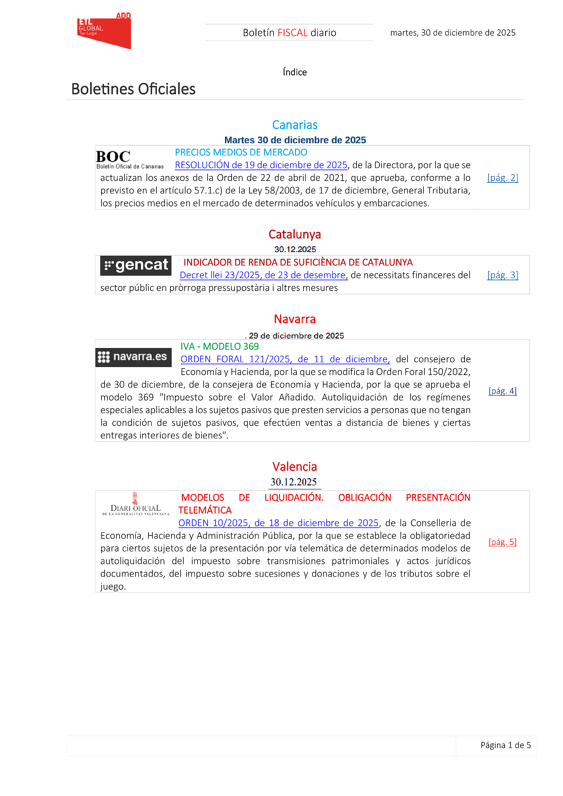 Boletín fiscal 30/12/2025