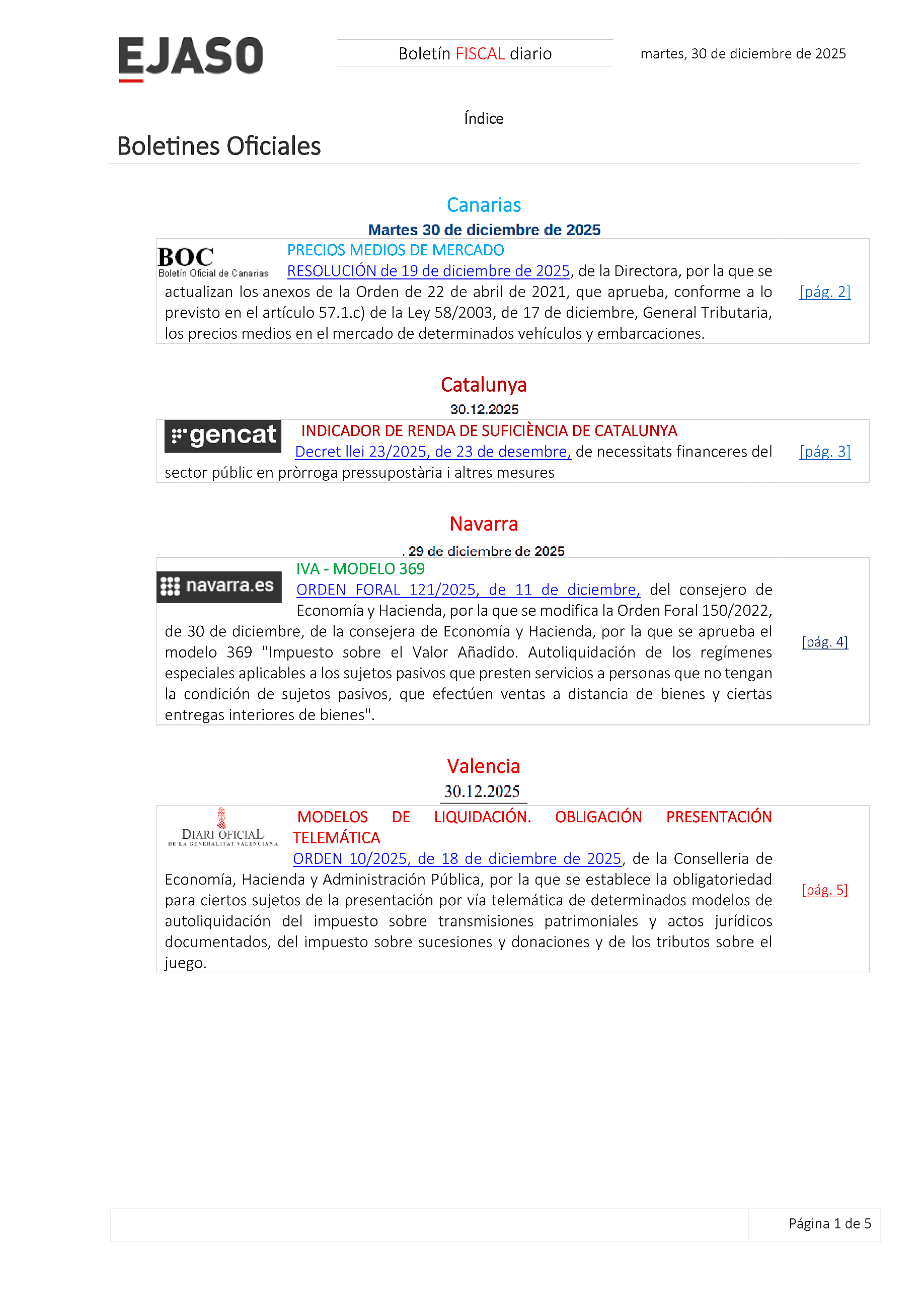 Boletín fiscal 30/12/2025