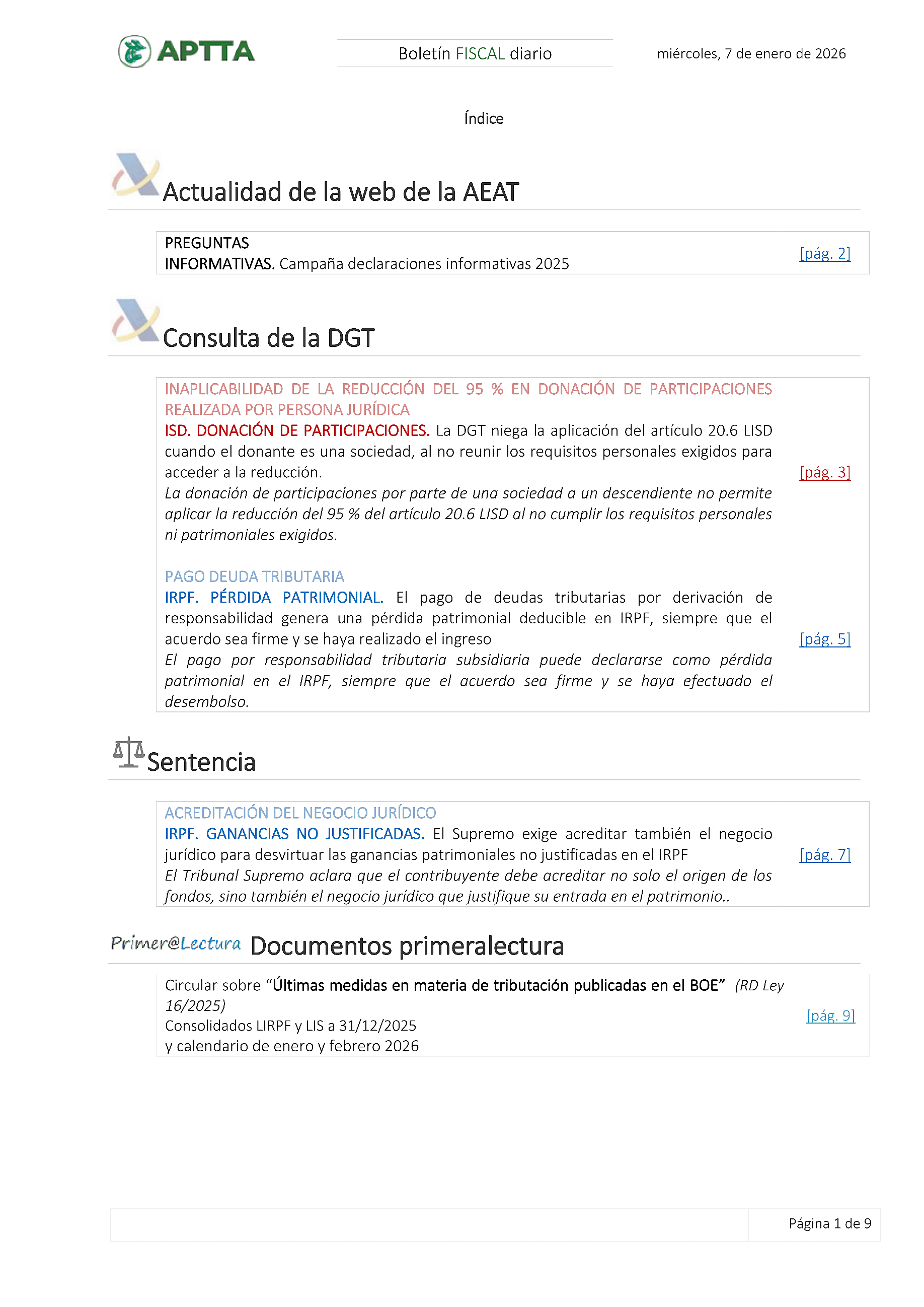 Boletín fiscal 07/01/2026