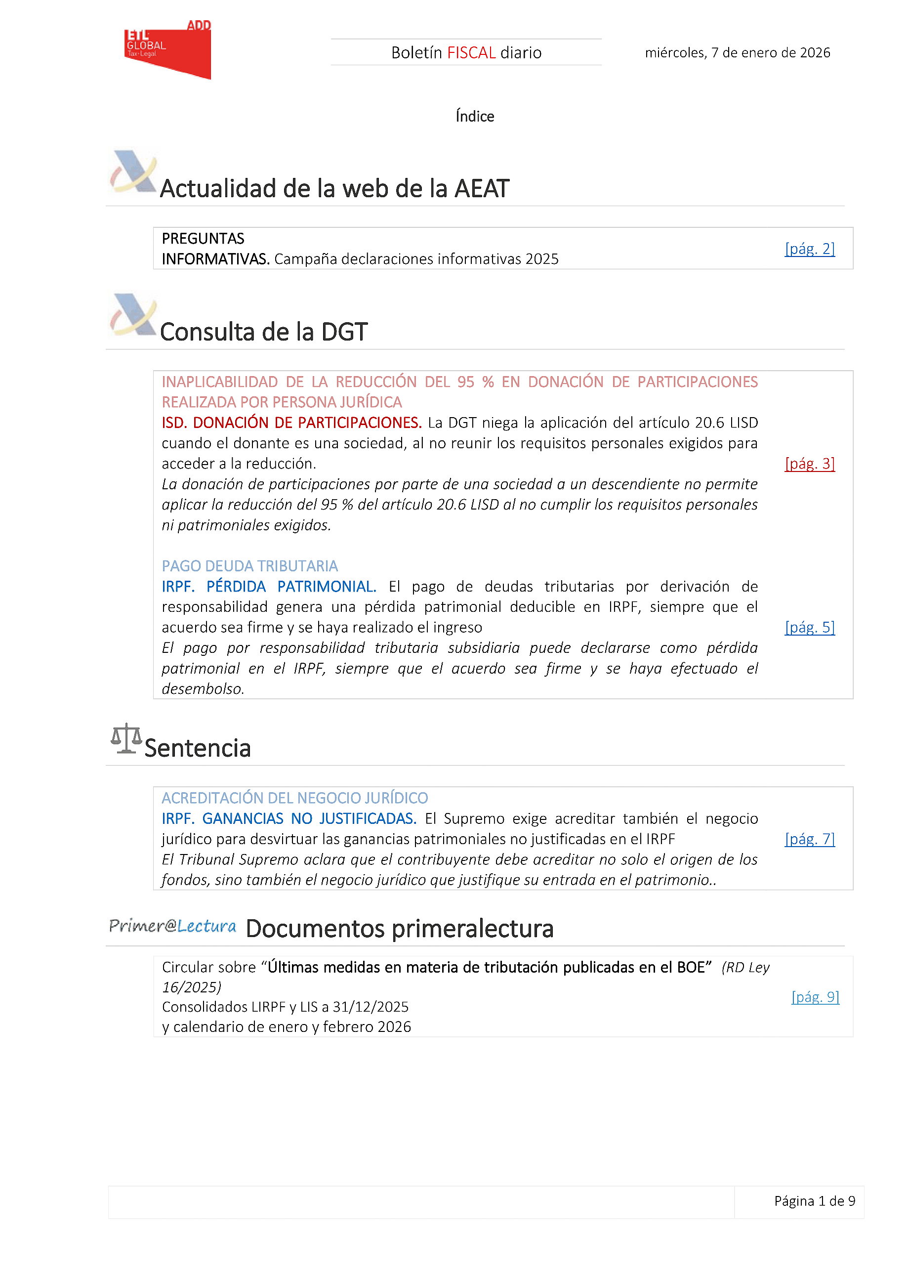 Boletín fiscal 07/01/2026
