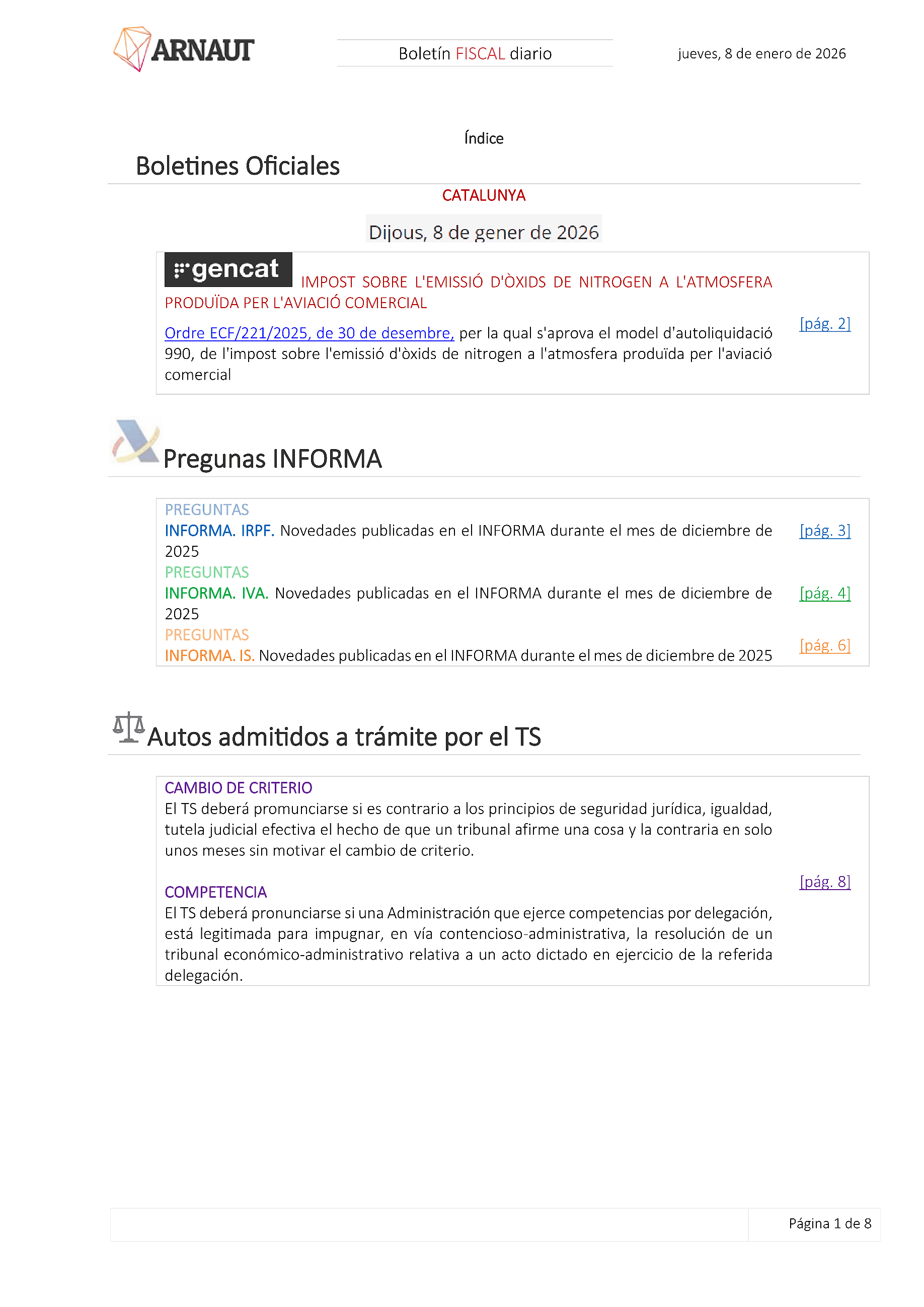 Boletín fiscal 08/01/2026