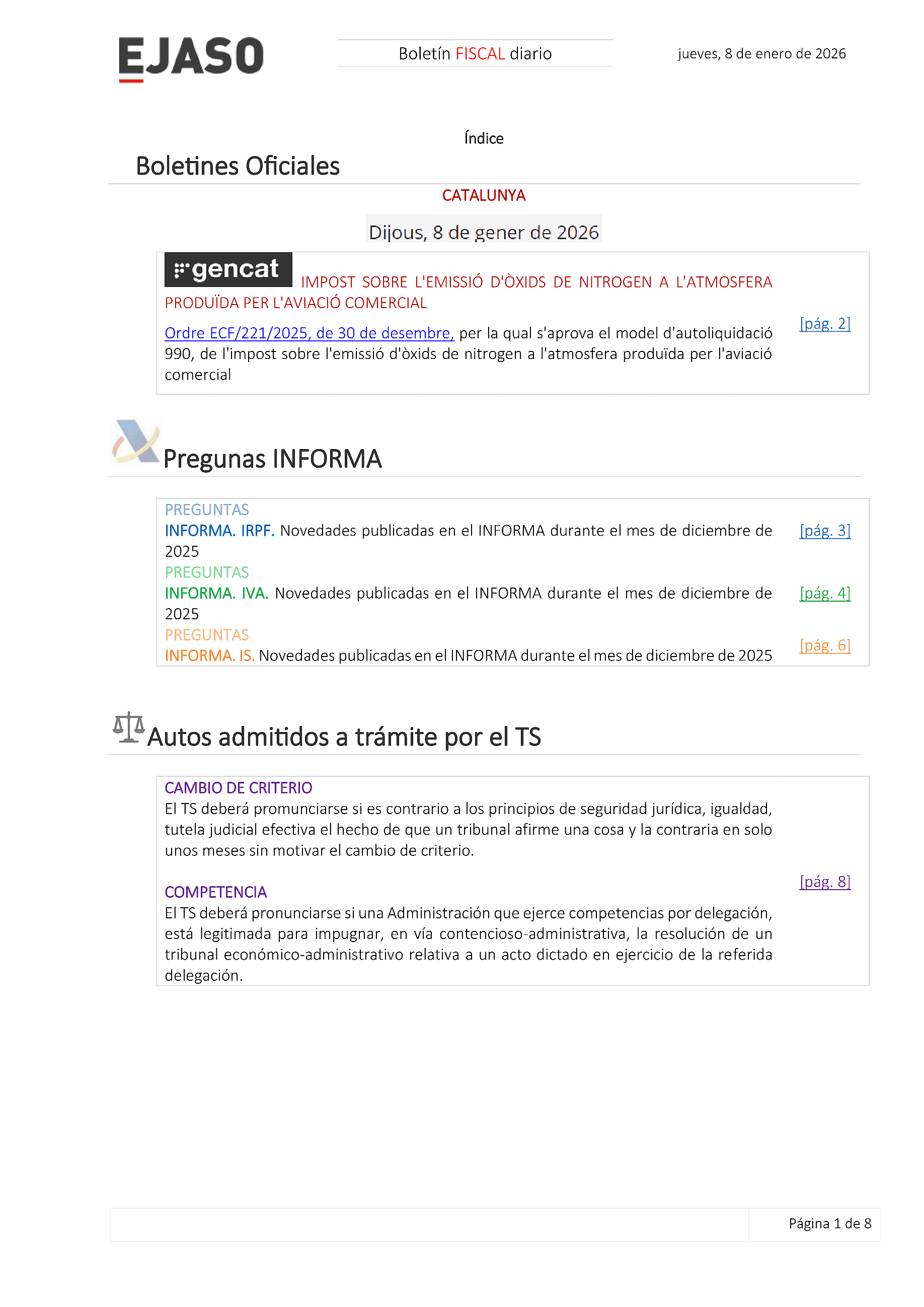 Boletín fiscal 08/01/2026