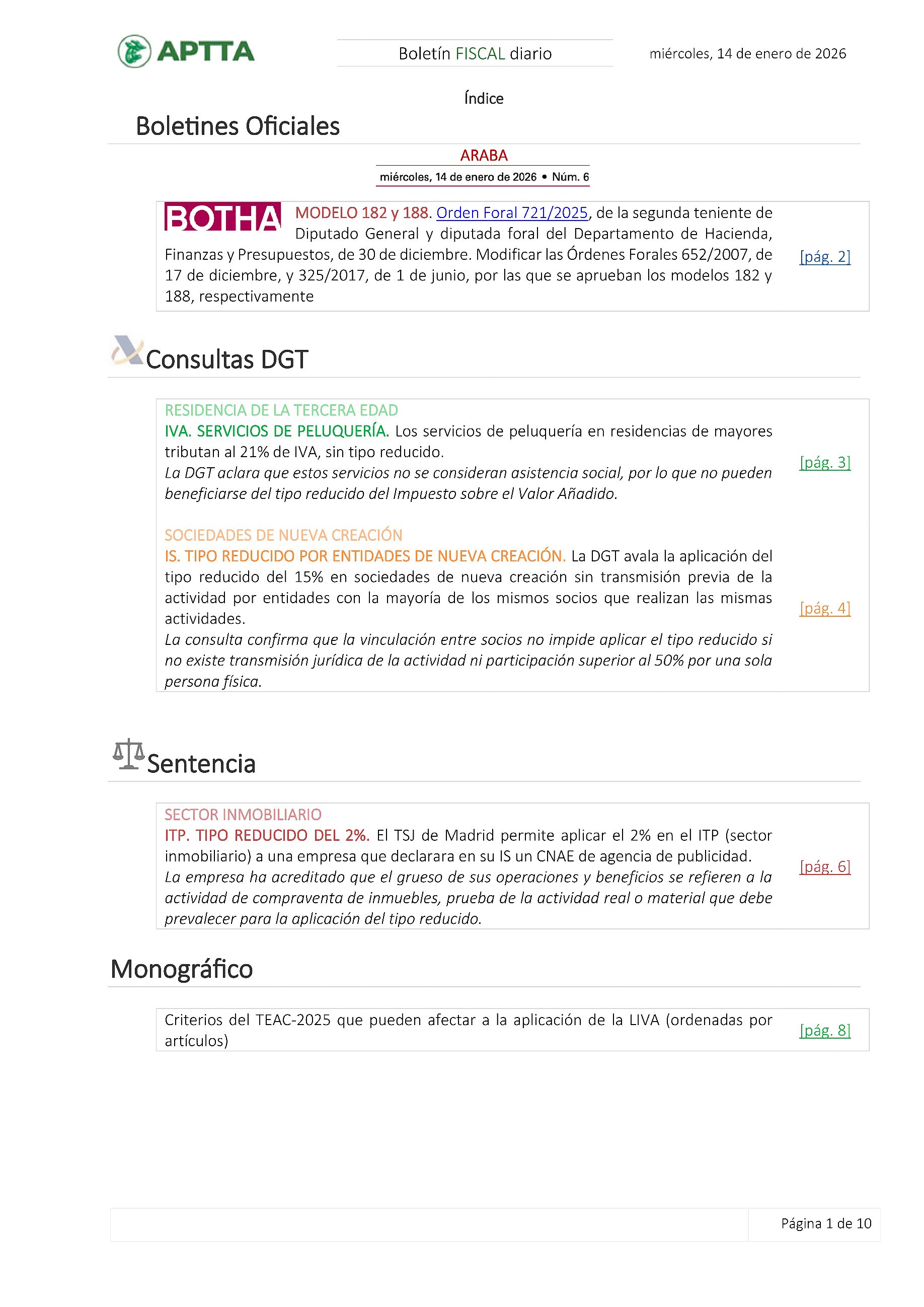 Boletín fiscal 14/01/2026