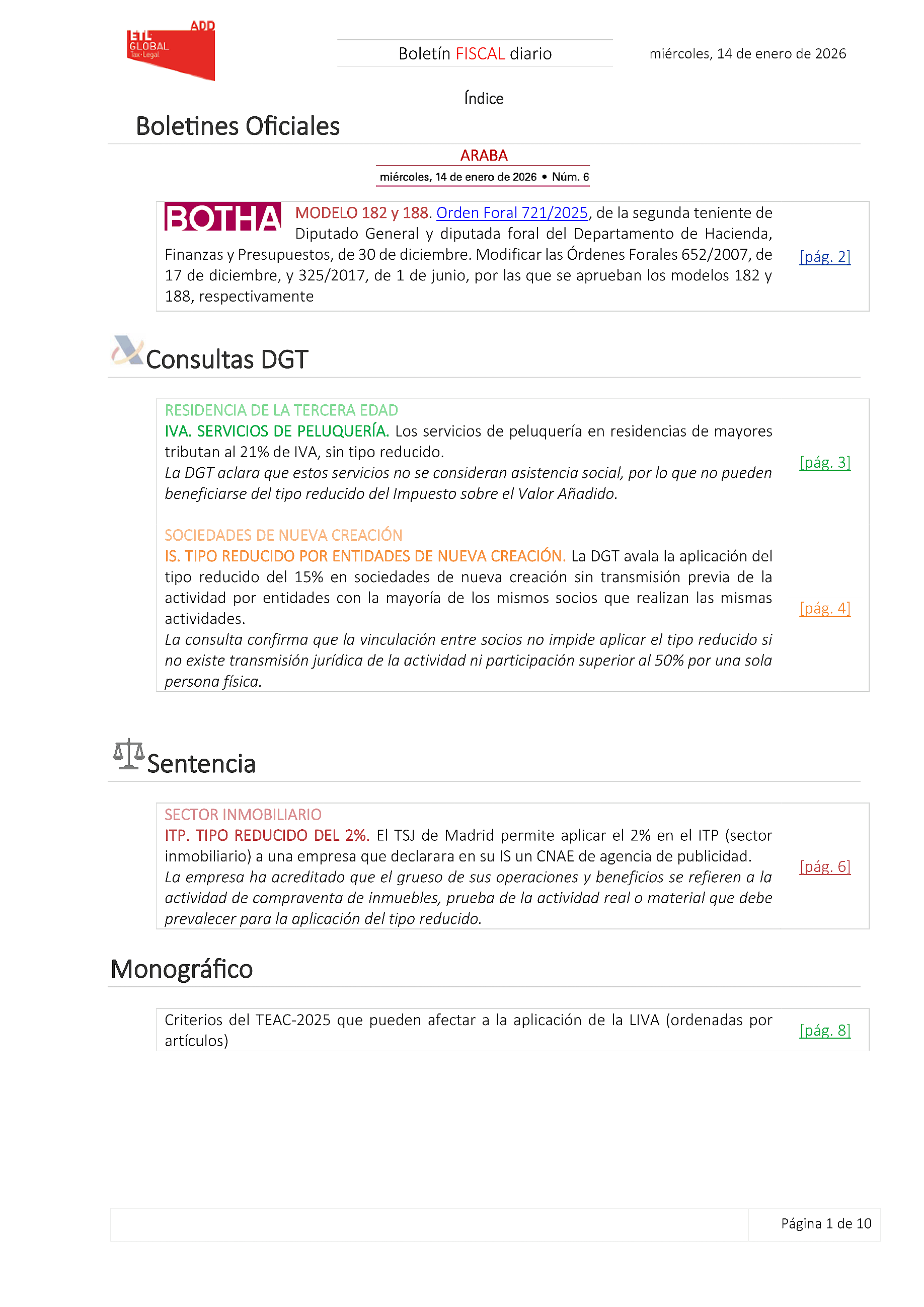 Boletín fiscal 14/01/2026