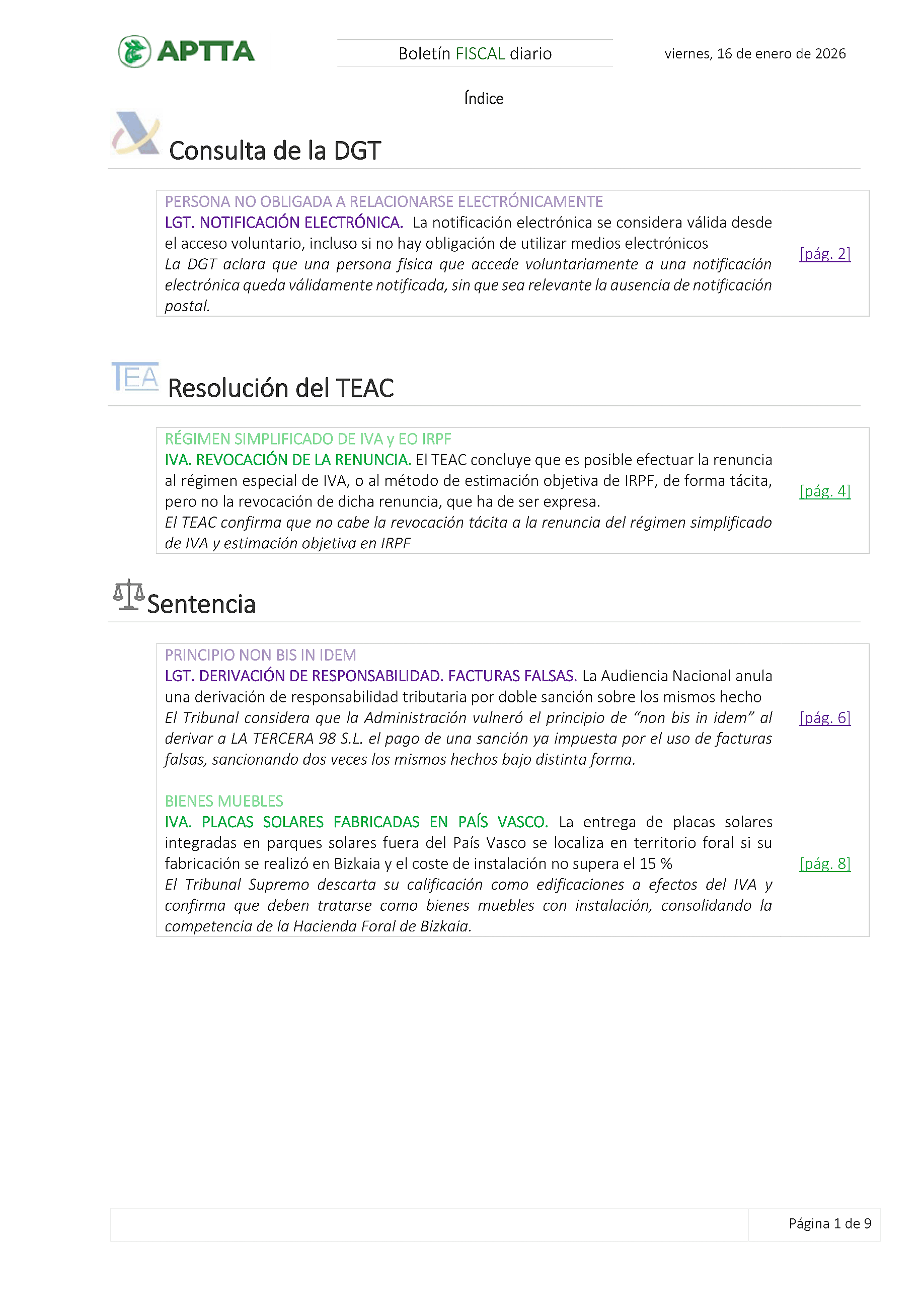 Boletín fiscal 16/01/2026