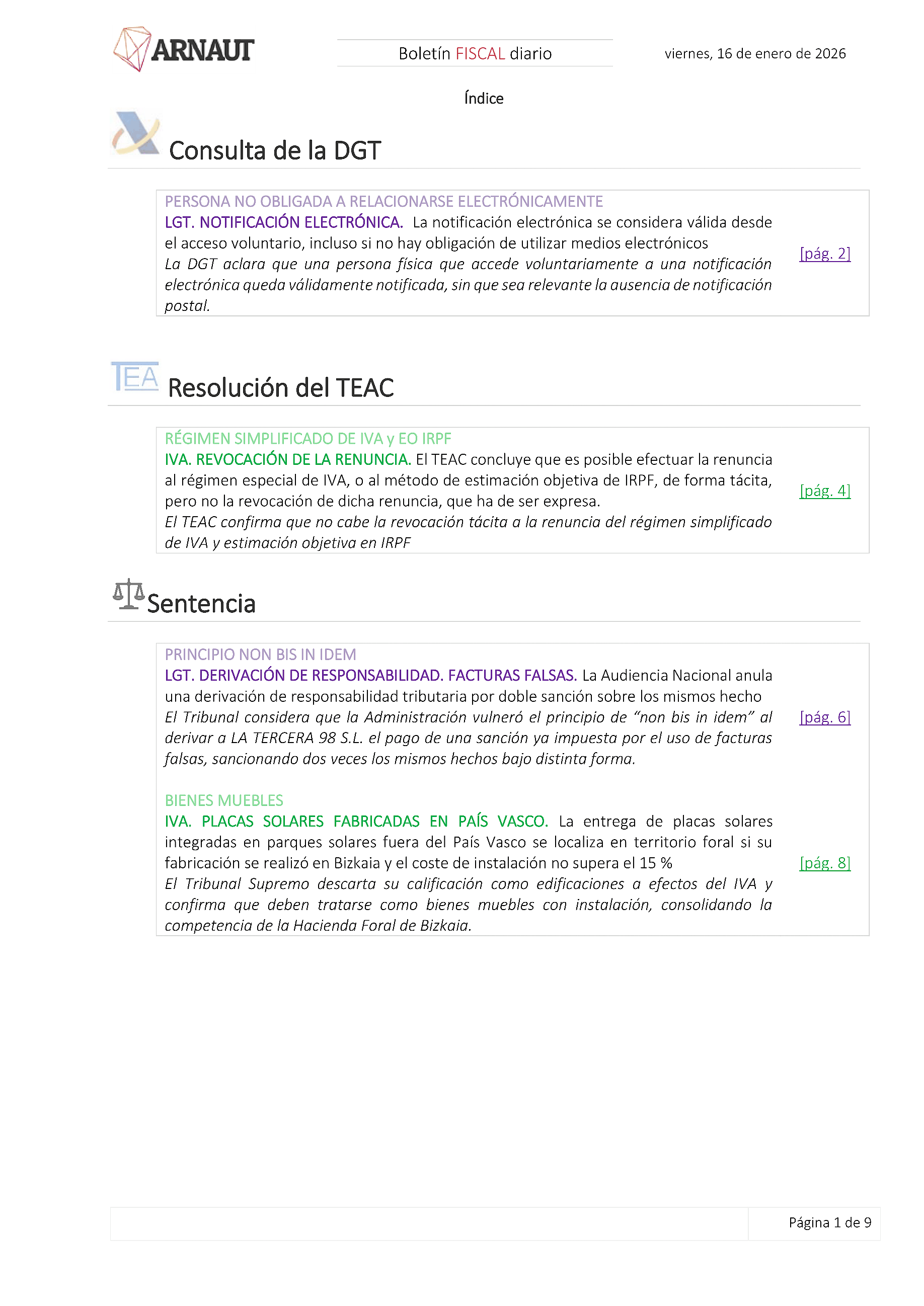 Boletín fiscal 16/01/2026