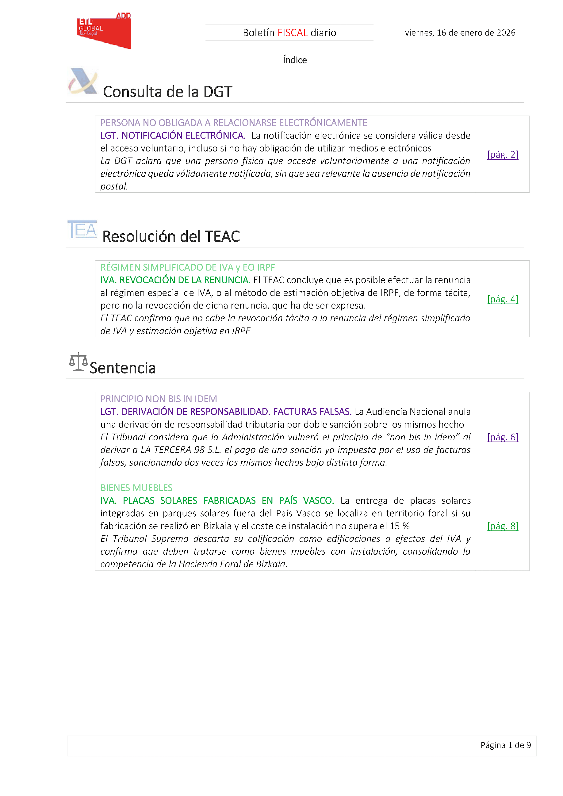 Boletín fiscal 16/01/2026