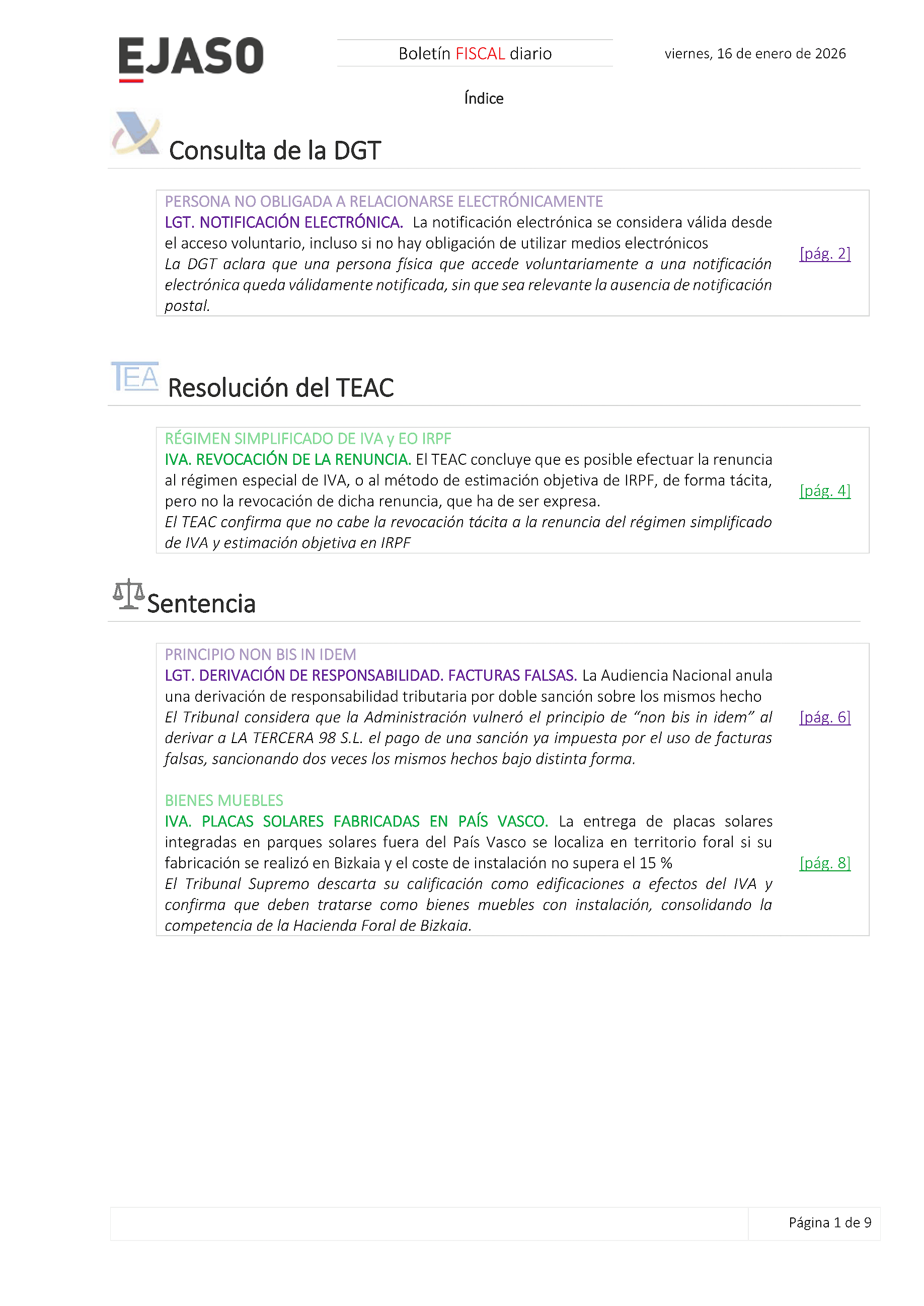 Boletín fiscal 16/01/2026