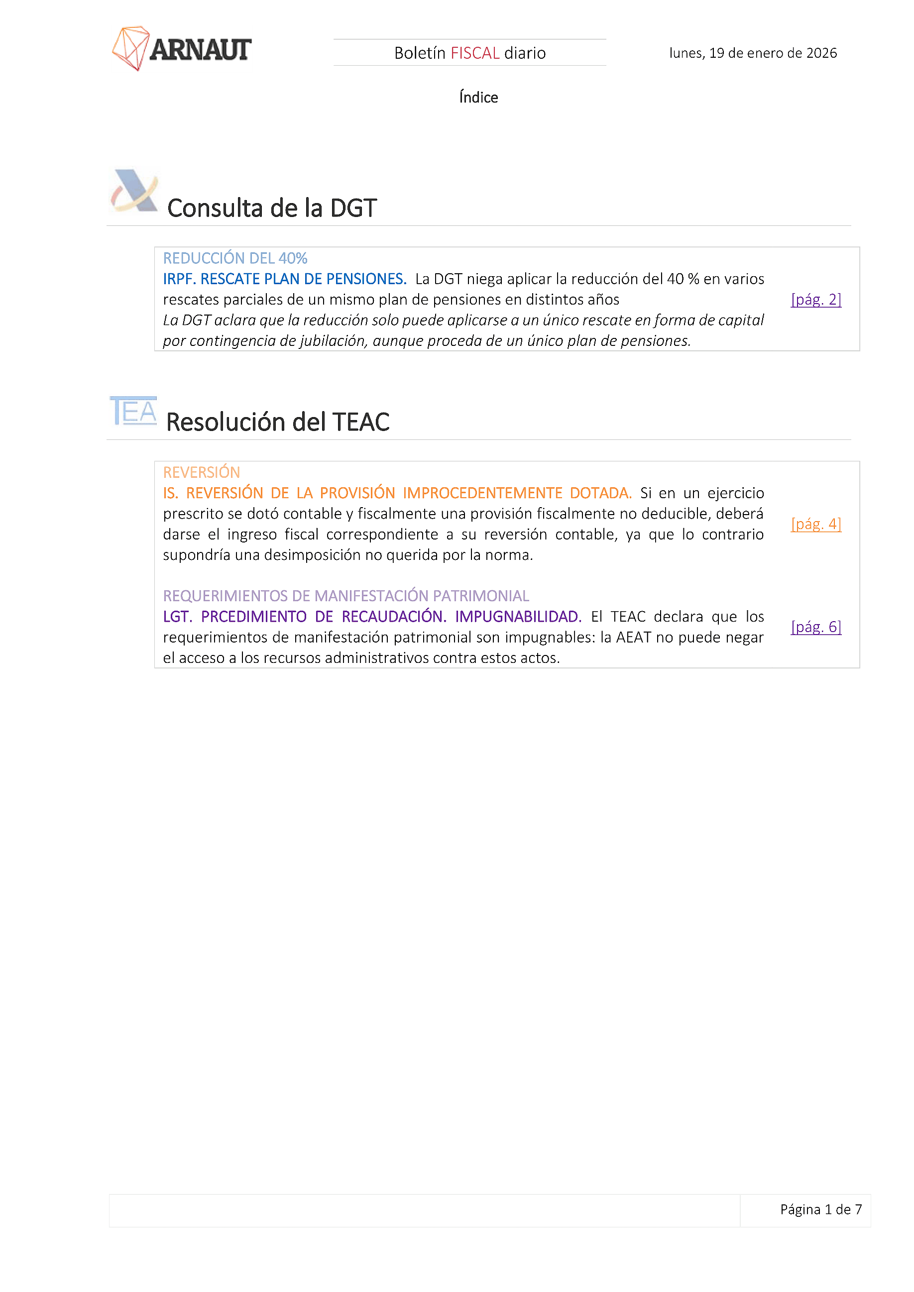 Boletín fiscal 19/01/2026