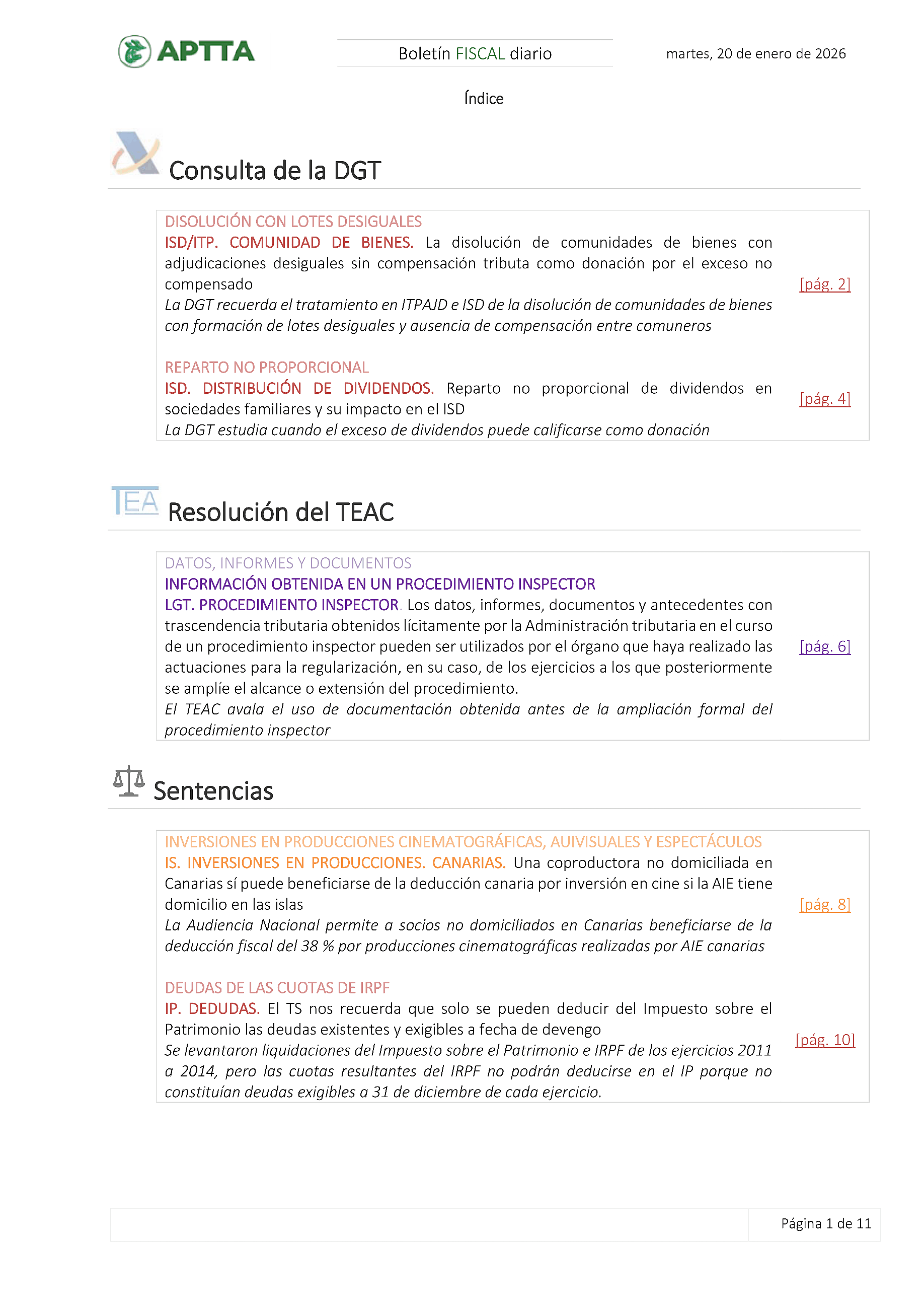 Boletín fiscal 20/01/2026