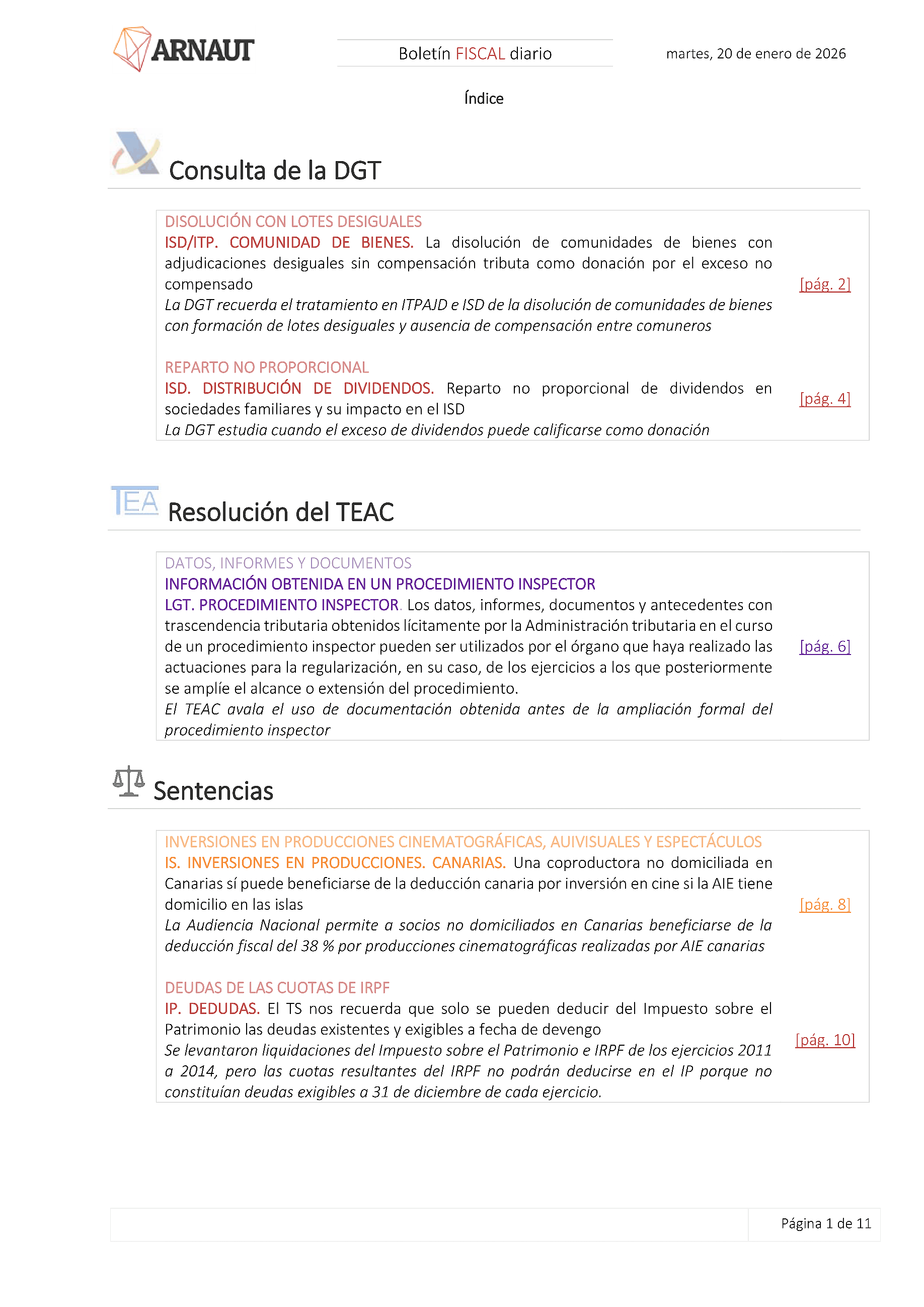 Boletín fiscal 20/01/2026