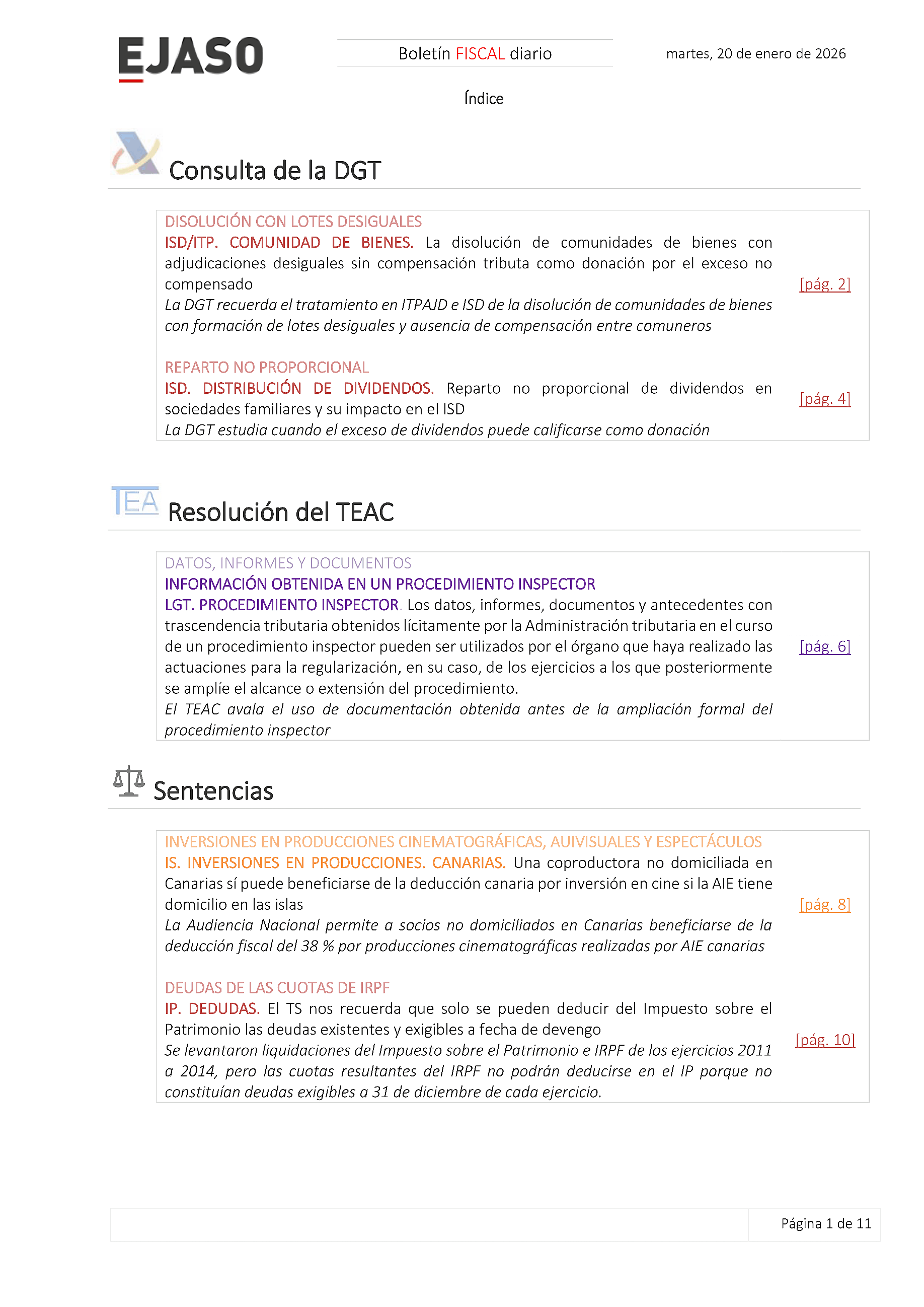 Boletín fiscal 20/01/2026