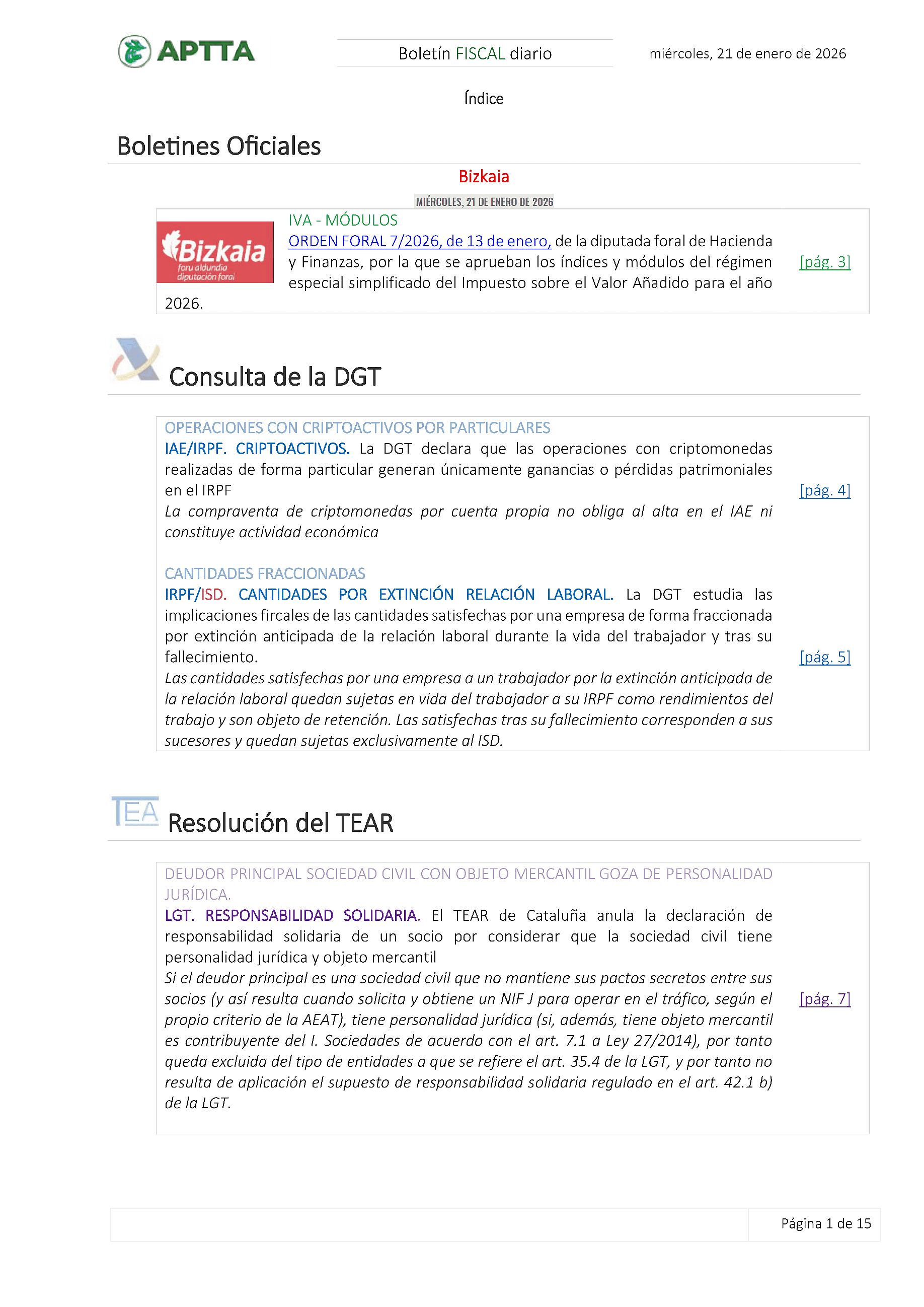 Boletín fiscal 21/01/2026