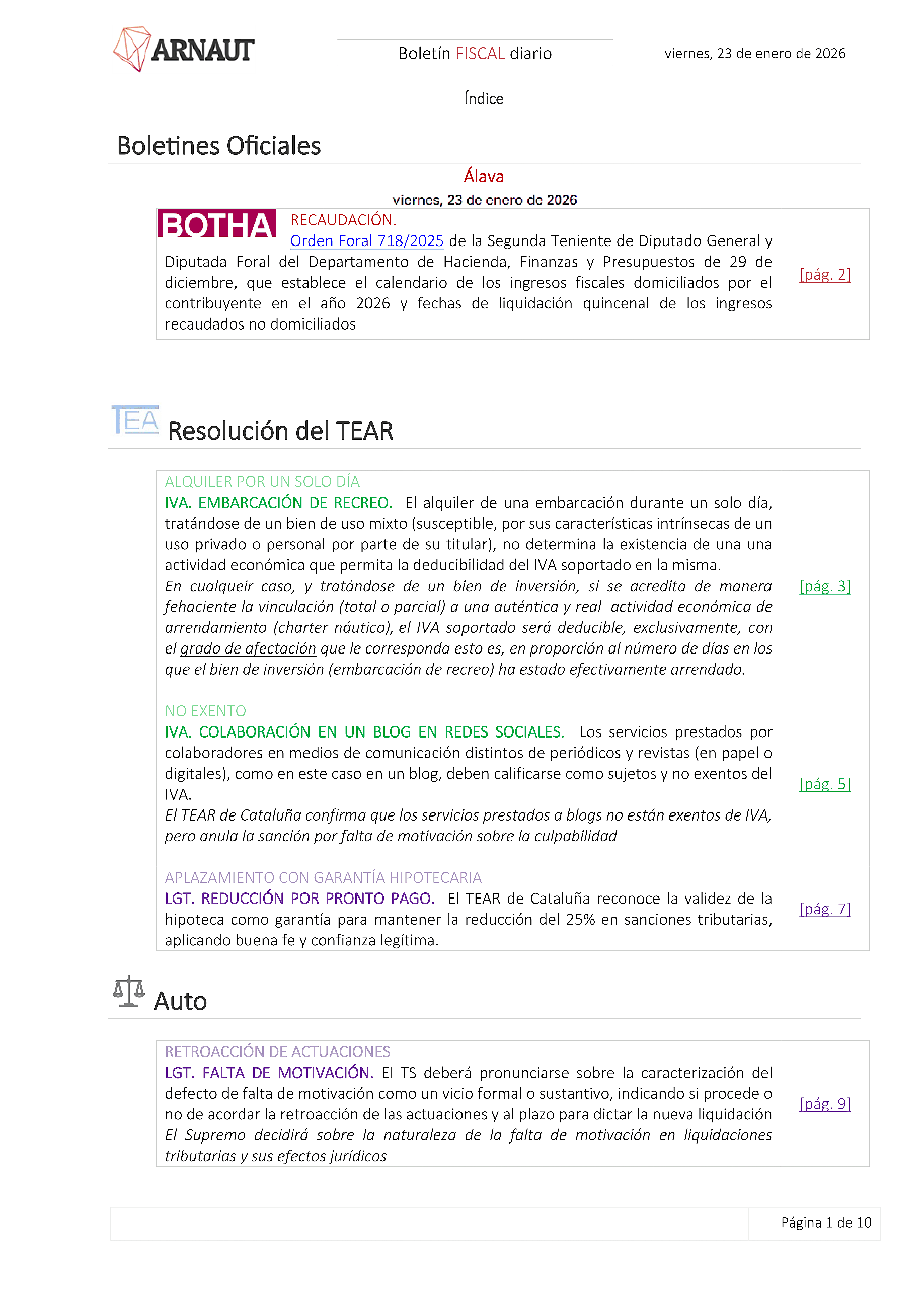 Boletín fiscal 23/01/2026