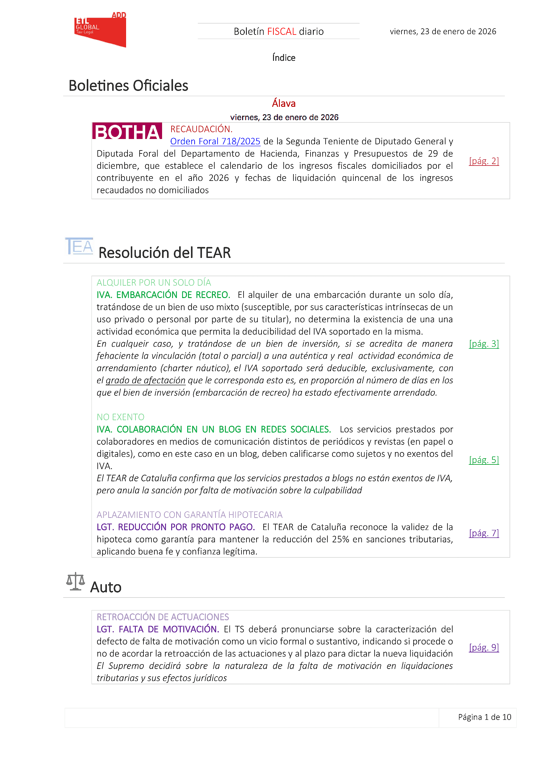 Boletín fiscal 23/01/2026