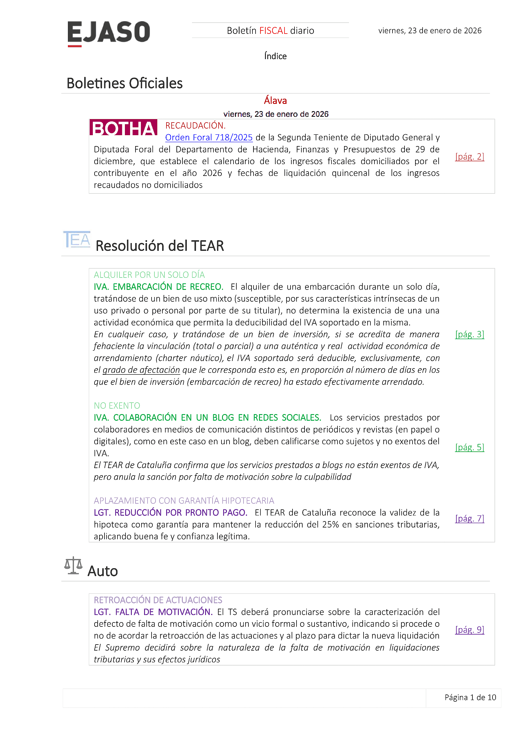 Boletín fiscal 23/01/2026