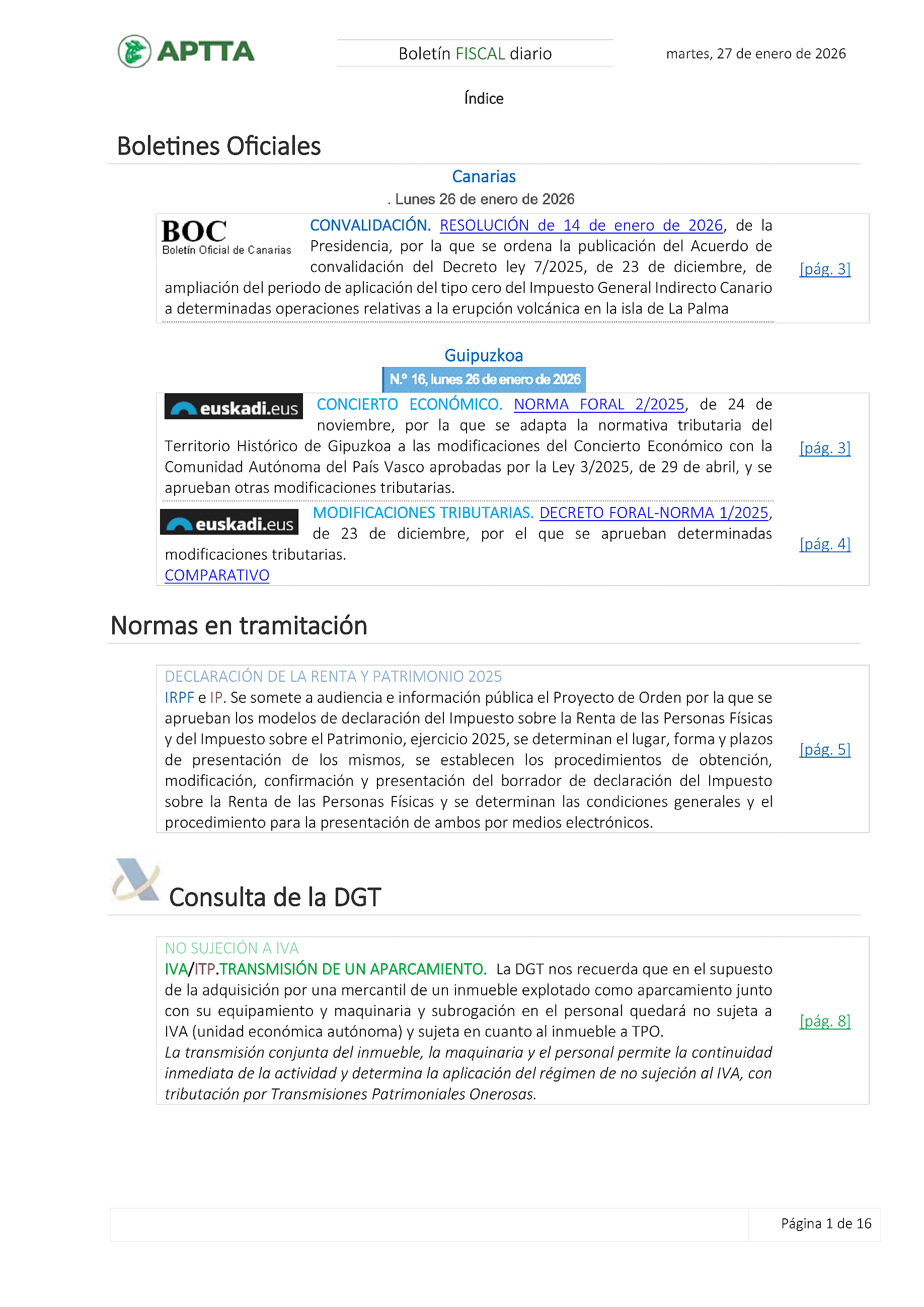 Boletín fiscal 27/01/2026
