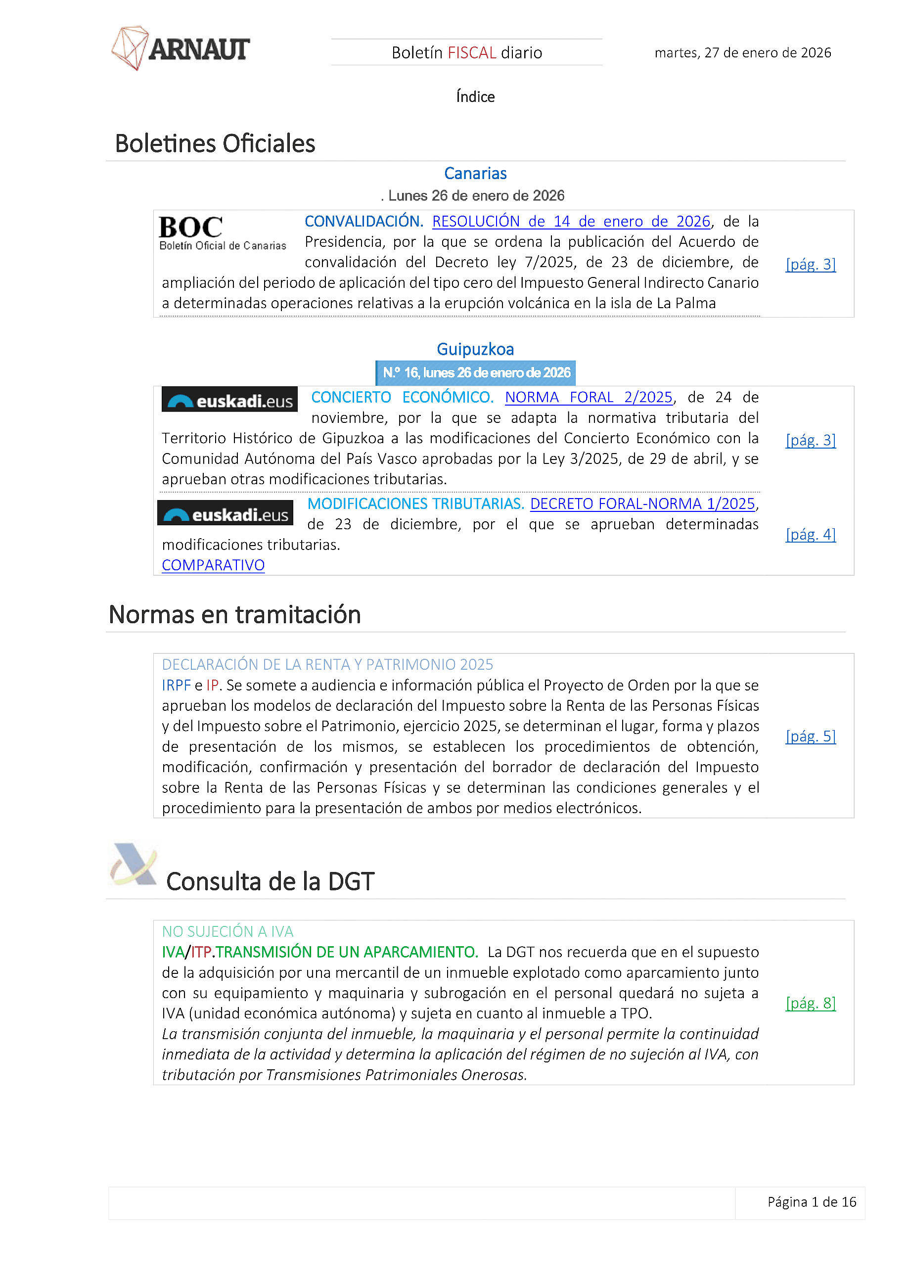 Boletín fiscal 27/01/2026