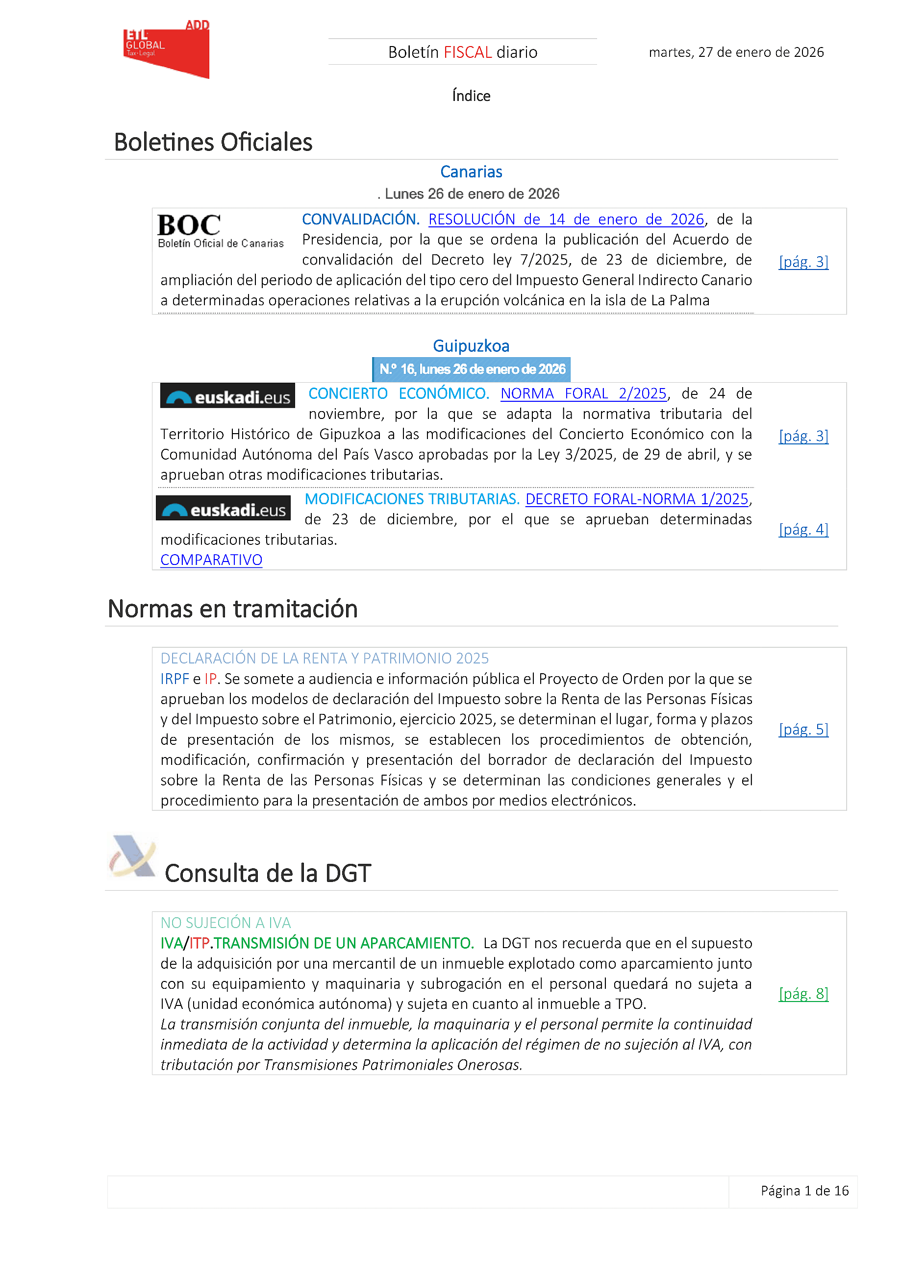 Boletín fiscal 27/01/2026