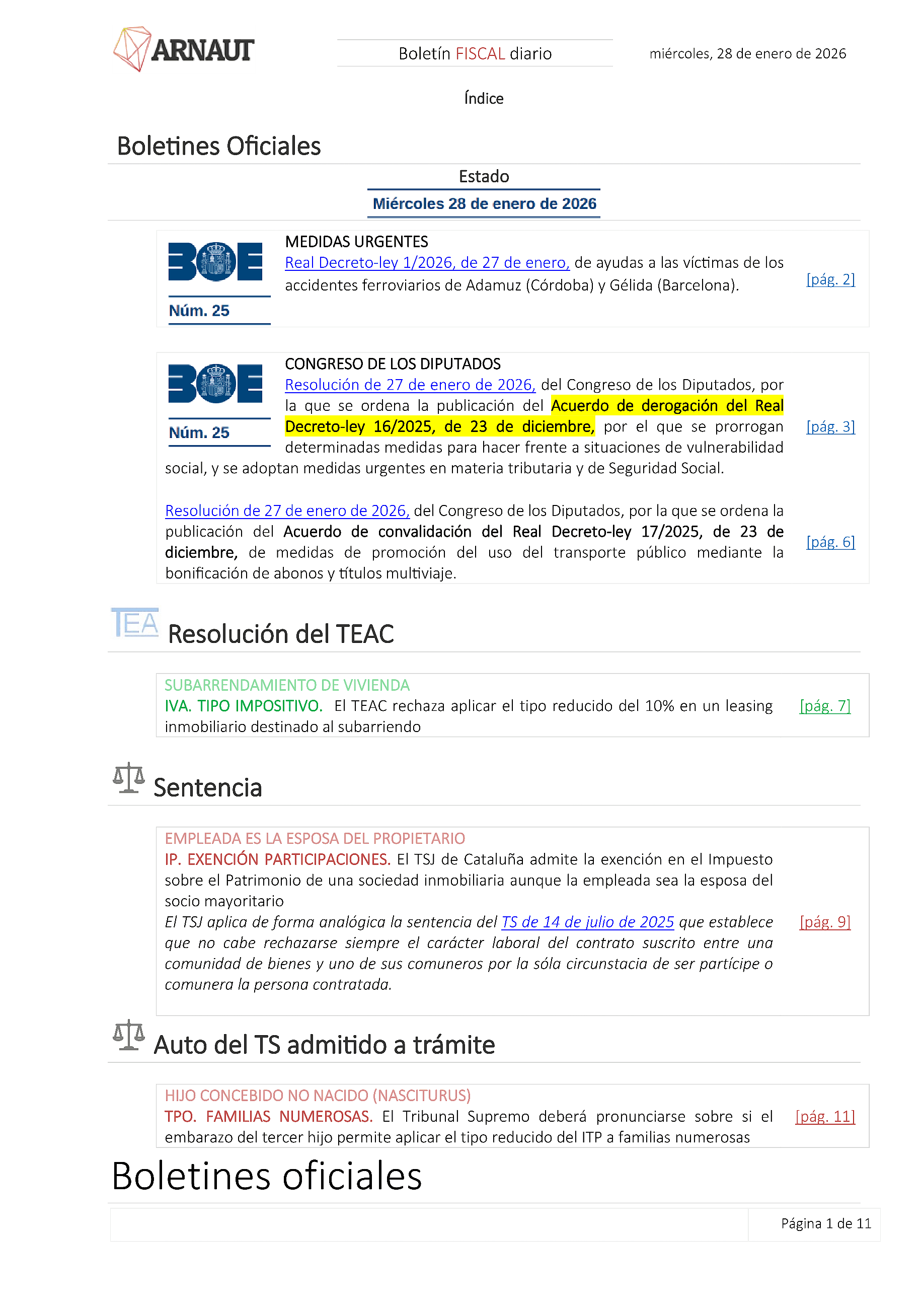 Boletín fiscal 28/01/2026