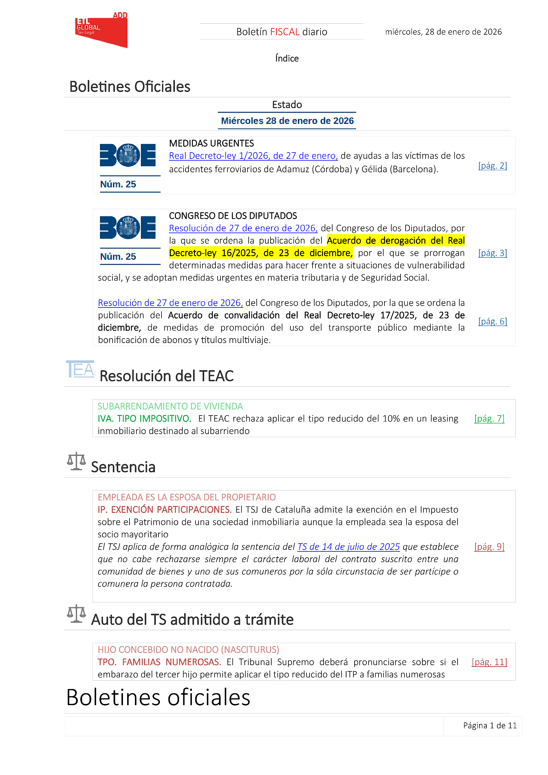 Boletín fiscal 28/01/2026