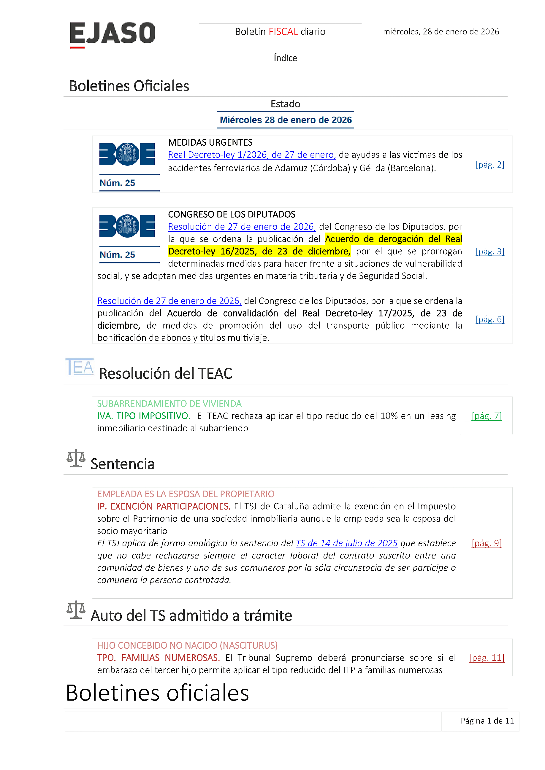 Boletín fiscal 28/01/2026