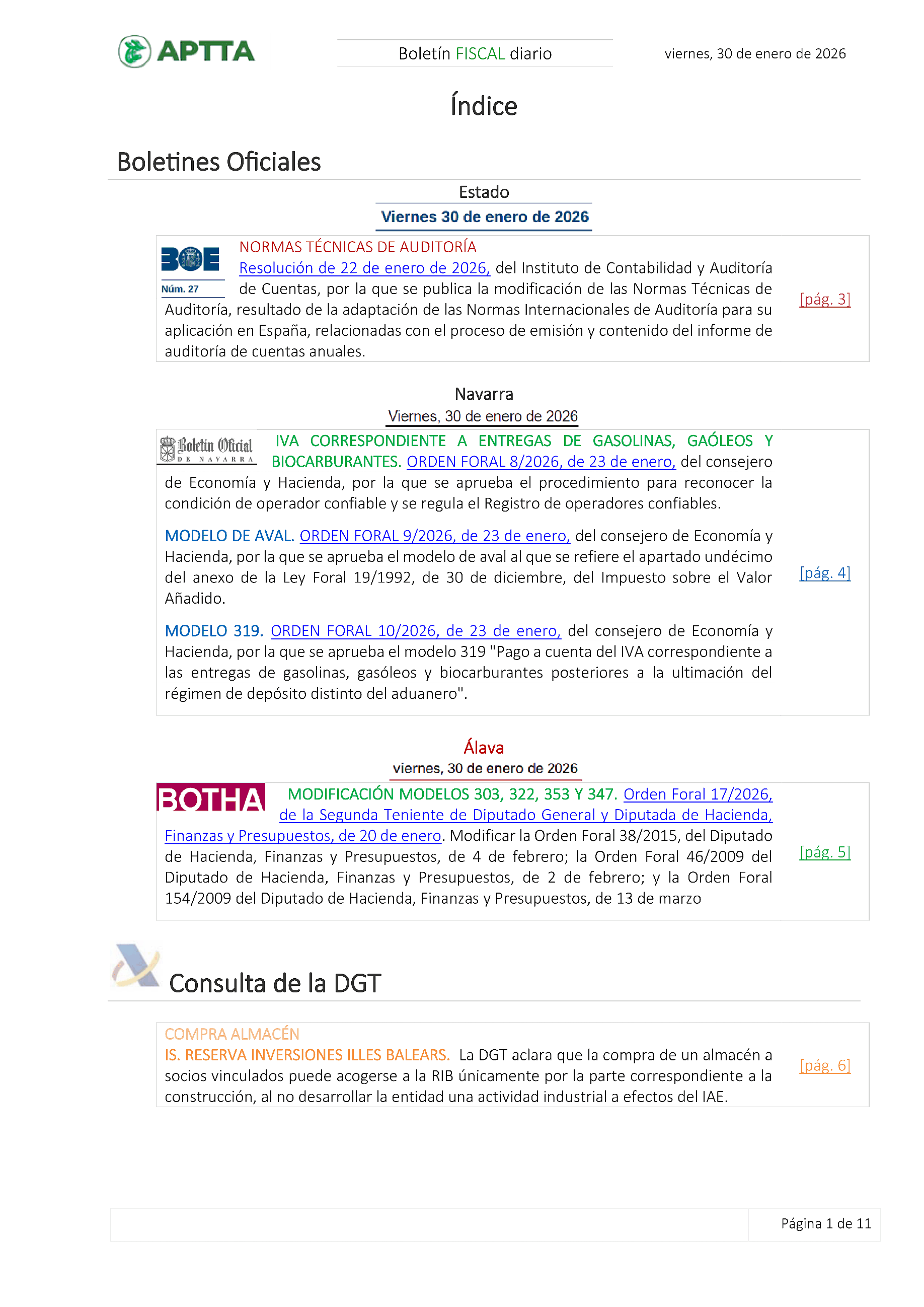 Boletín fiscal 30/01/2026