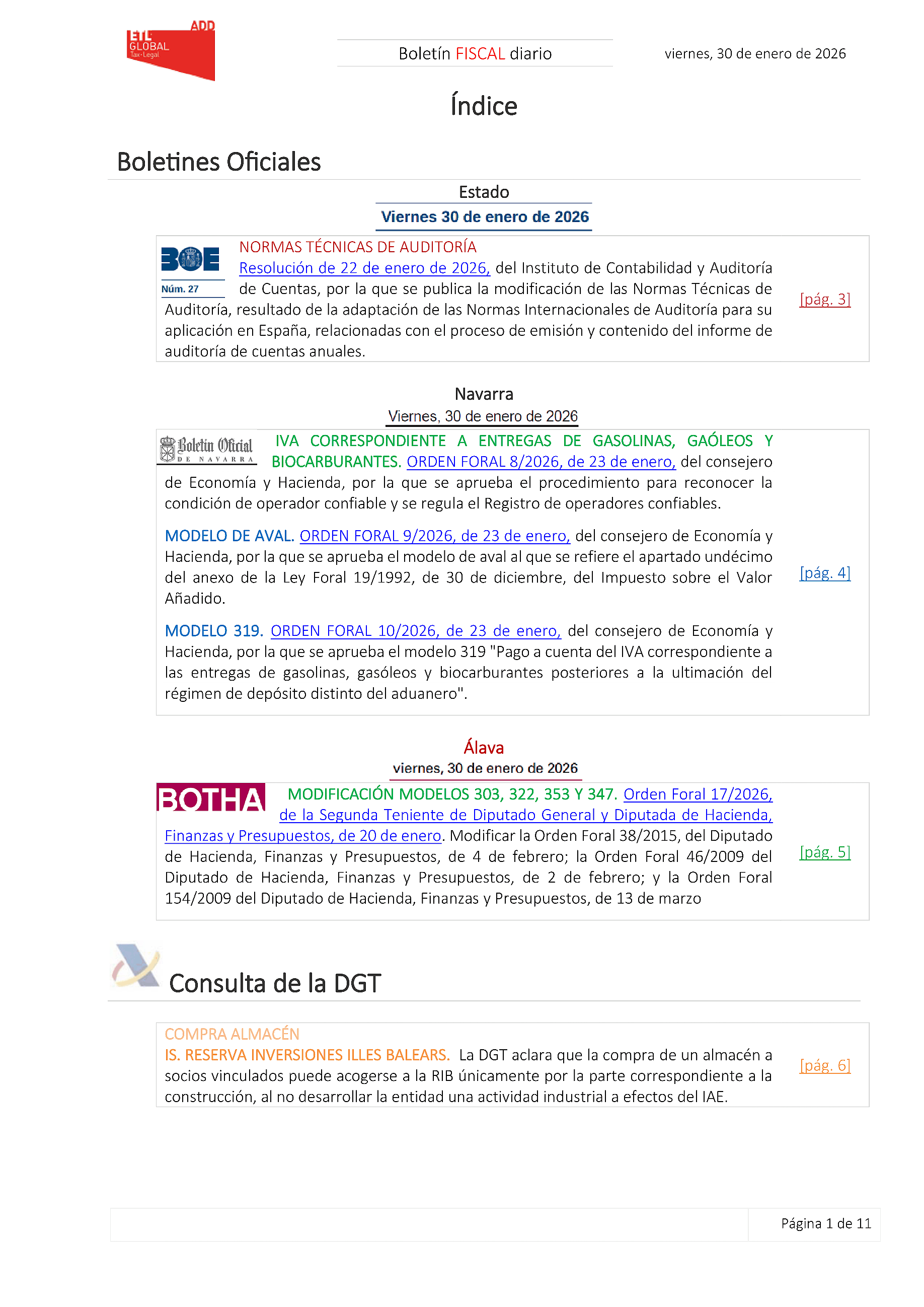 Boletín fiscal 30/01/2026