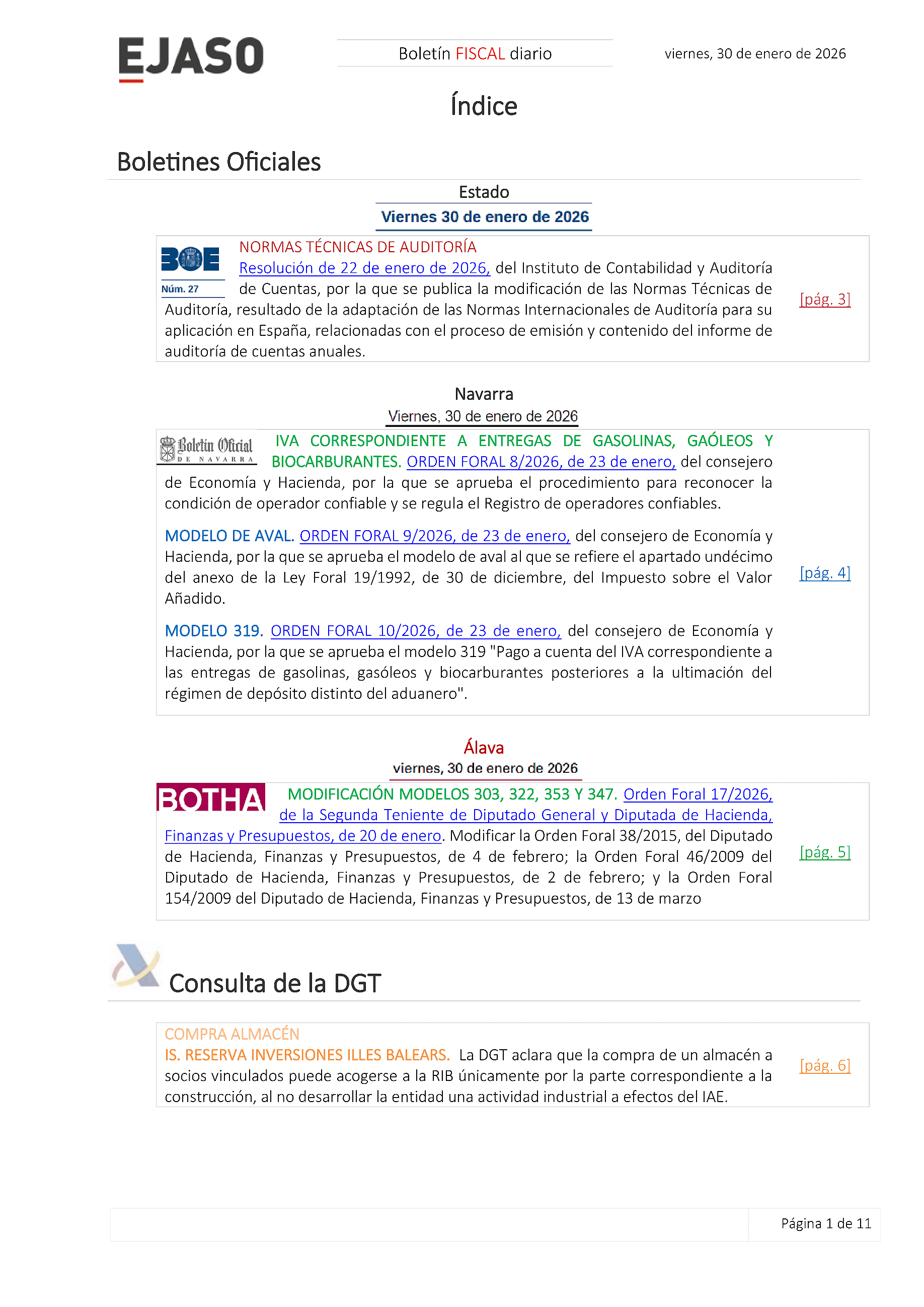 Boletín fiscal 30/01/2026