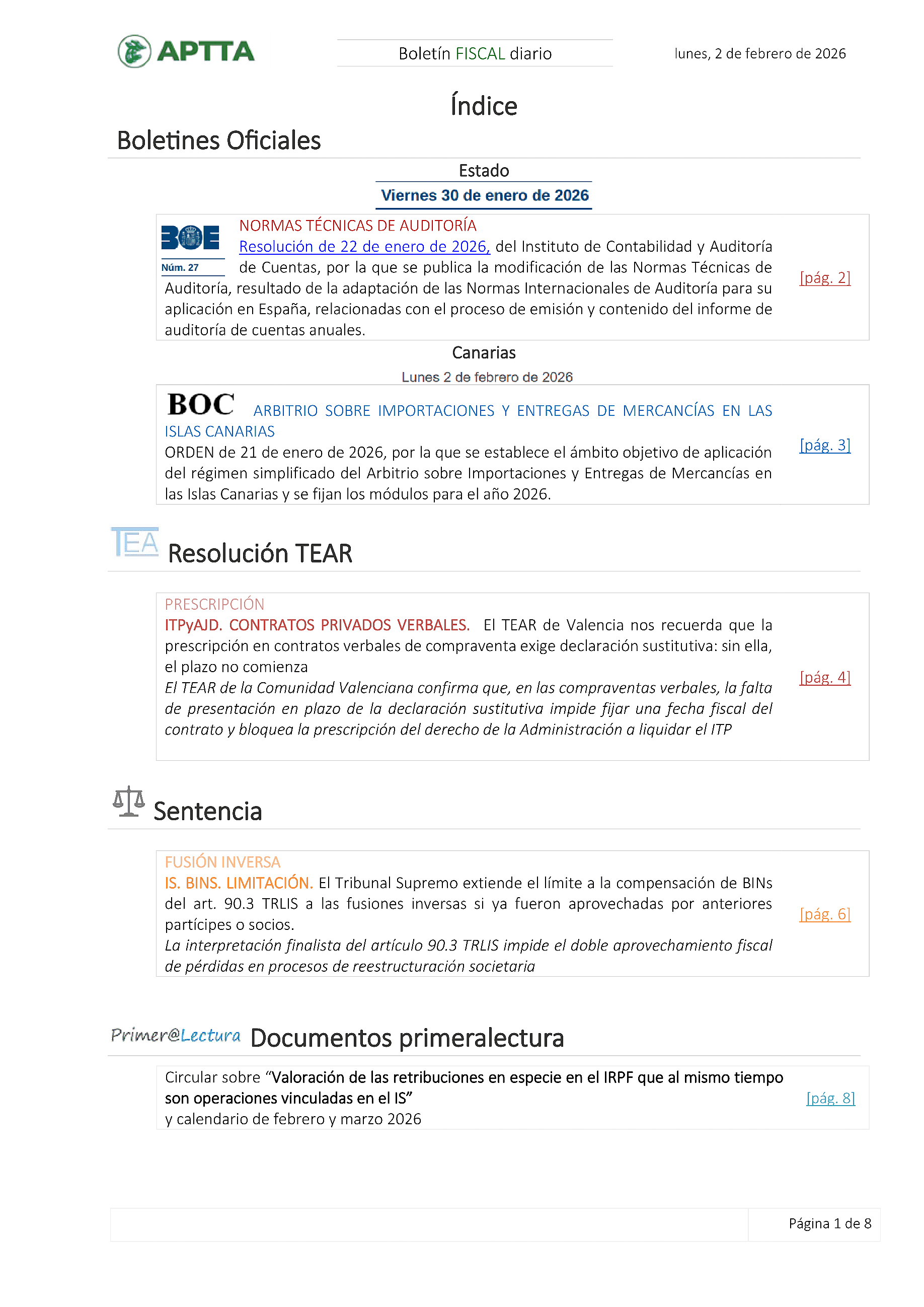 Boletín fiscal 02/02/2026