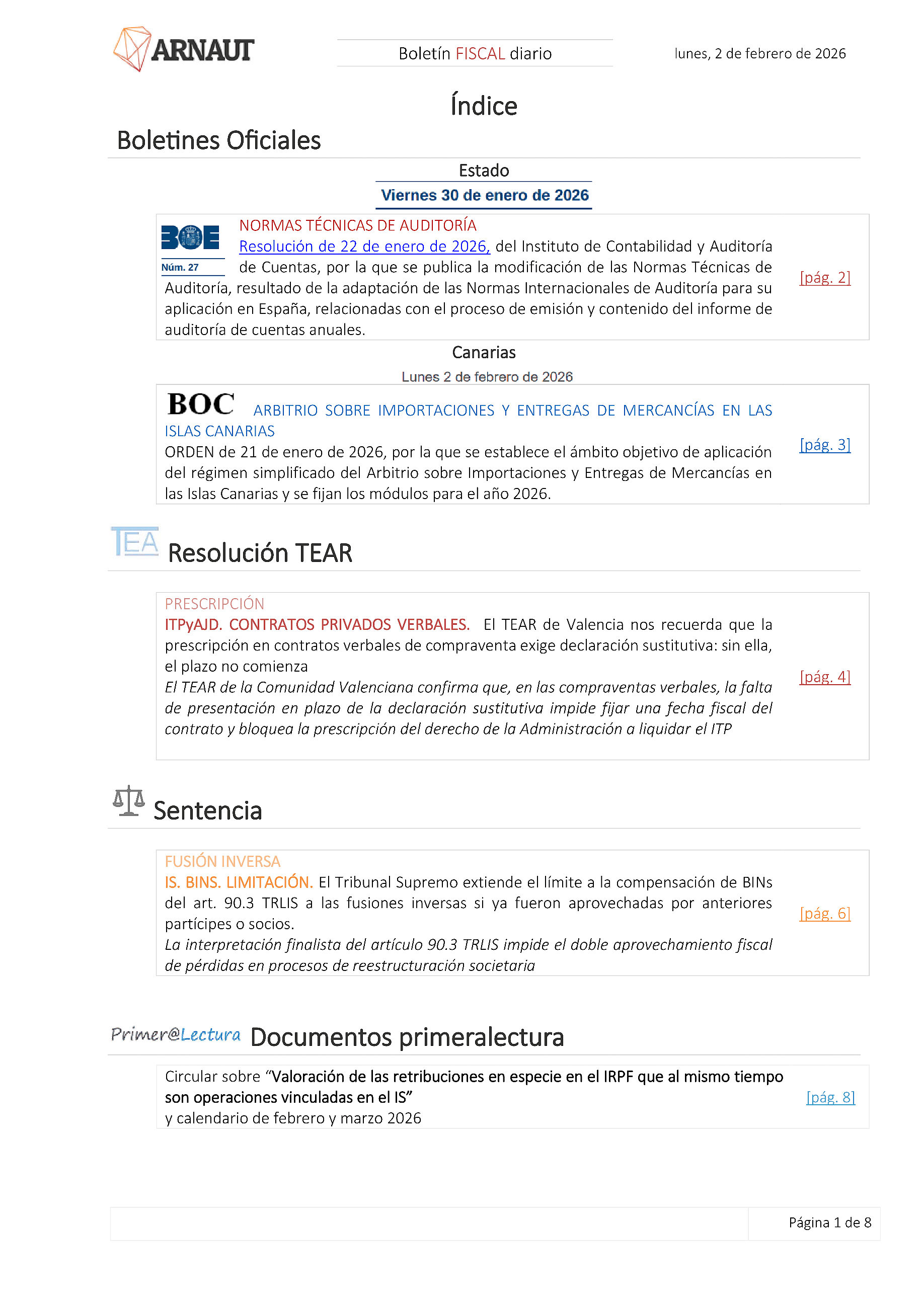 Boletín fiscal 02/02/2026