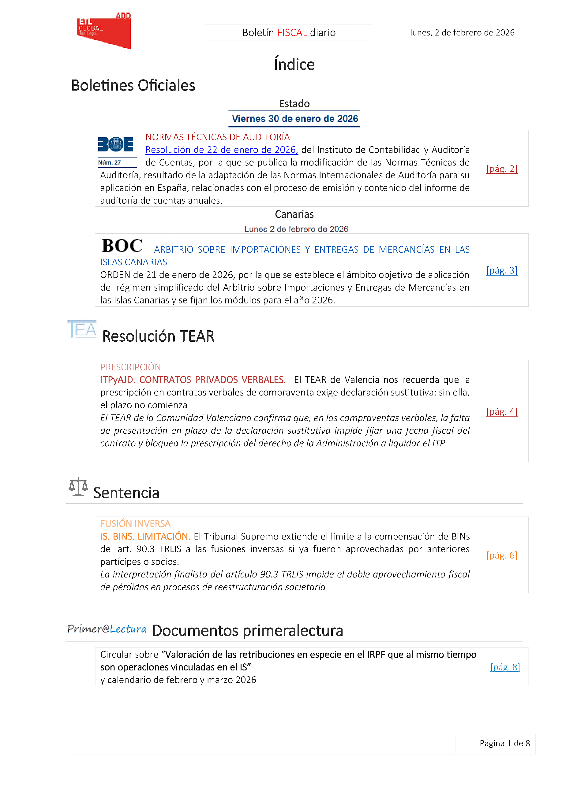 Boletín fiscal 02/02/2026