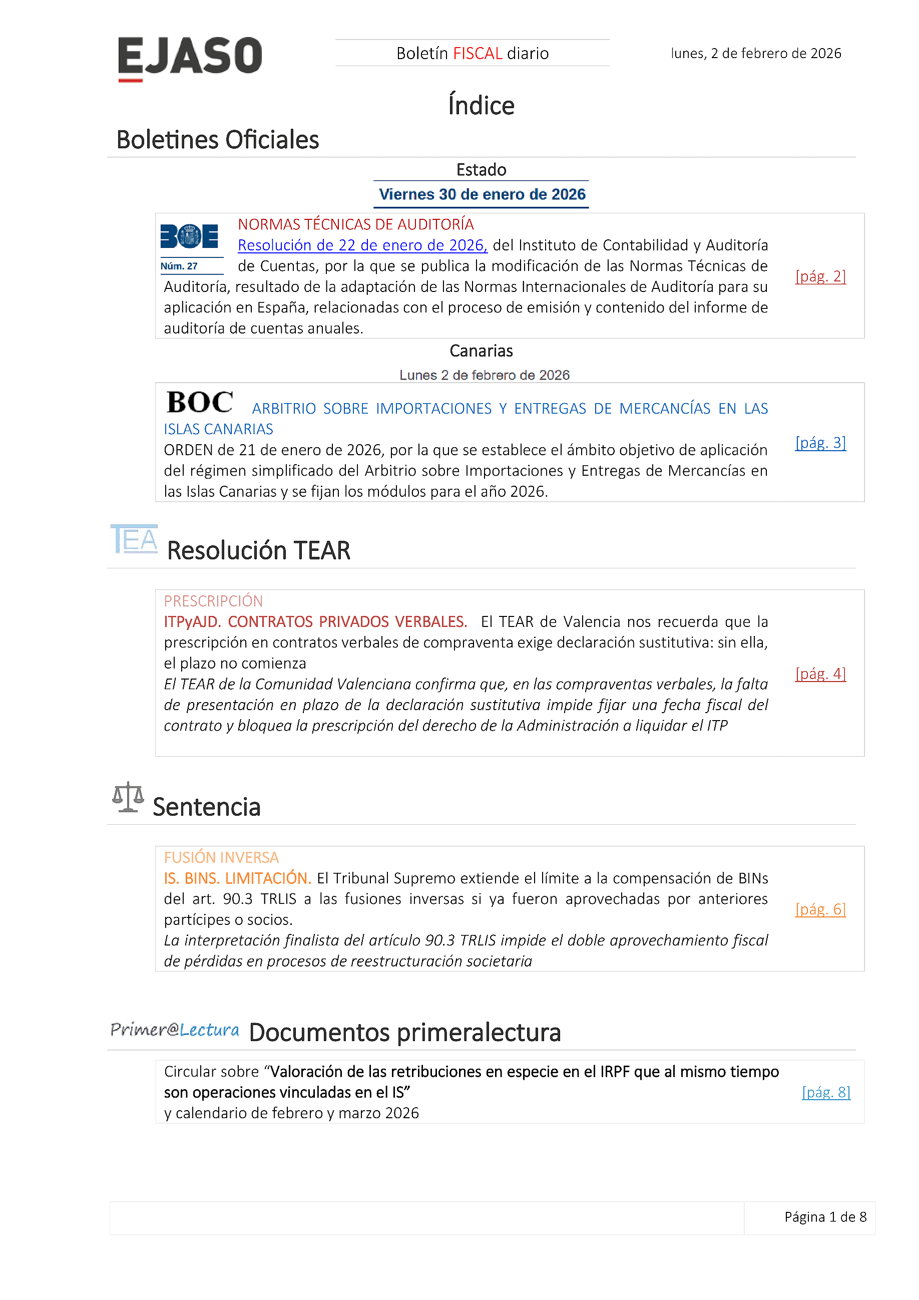 Boletín fiscal 02/02/2026